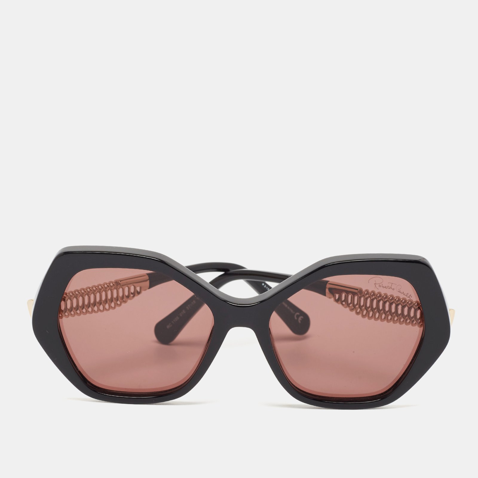 Roberto Cavalli Black/Brown RC 1105 Hexagonal Sunglasses