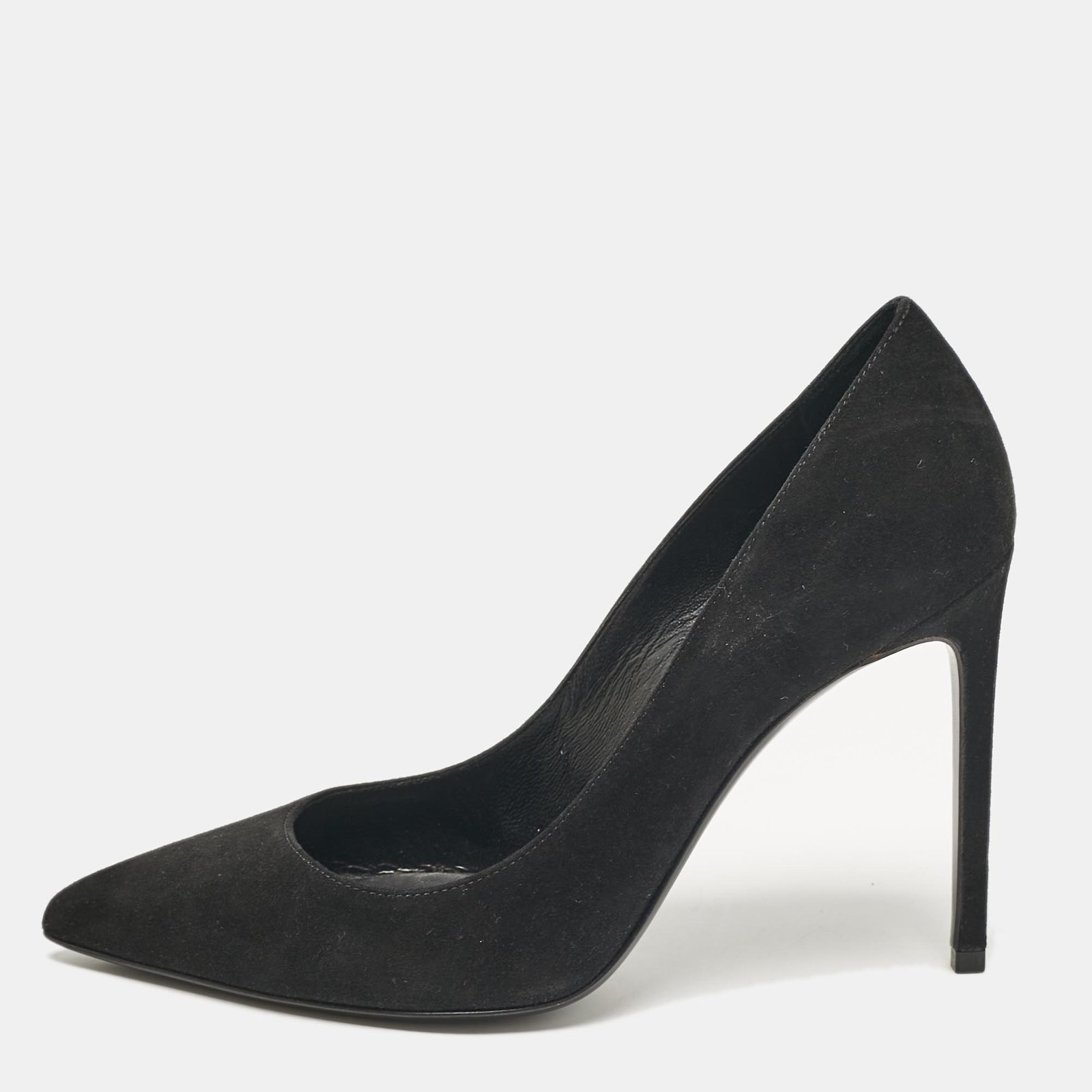 Saint Laurent Black Suede Anja Pointed Toe Pumps Size 36