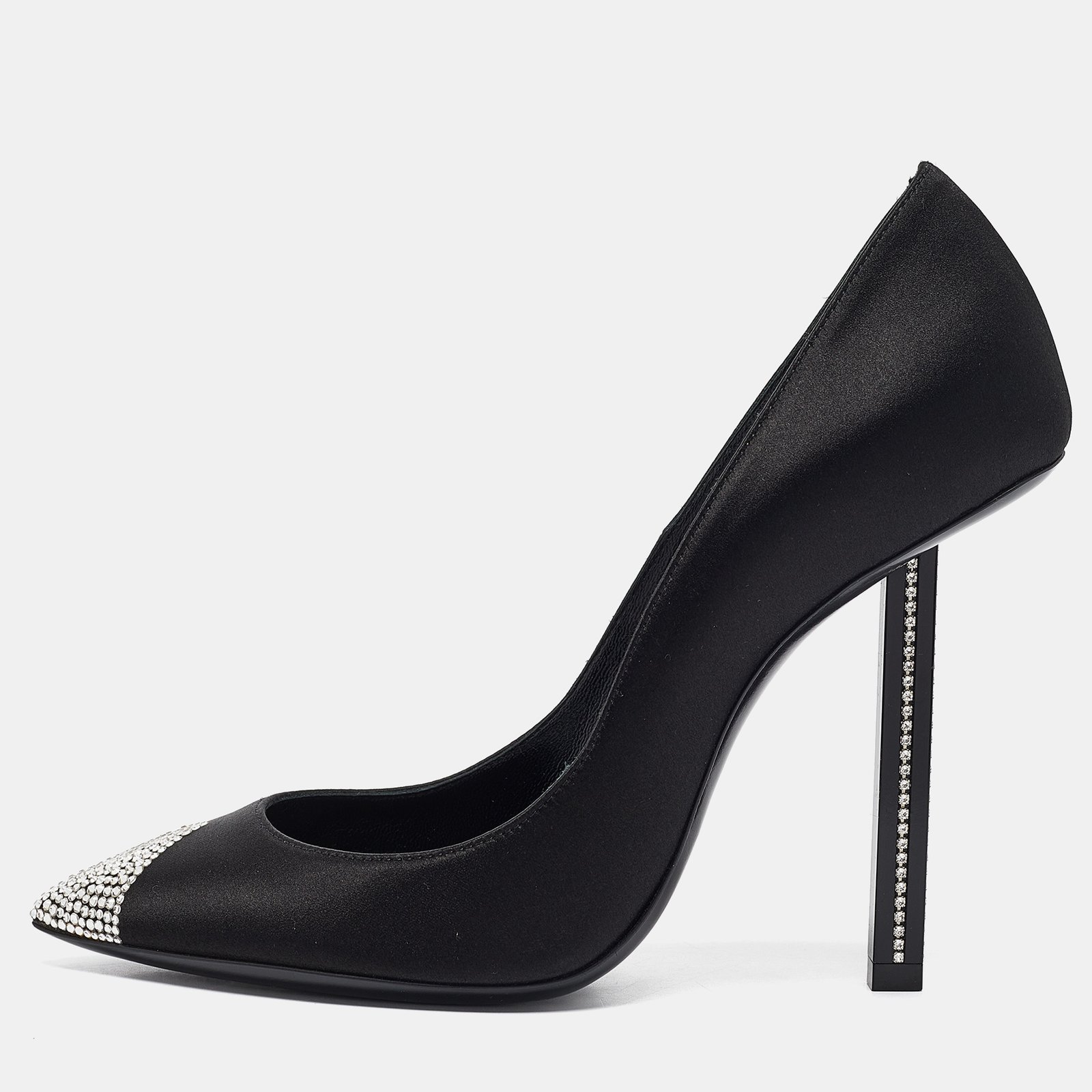 Saint Laurent Black Satin Tower Pumps Size 37