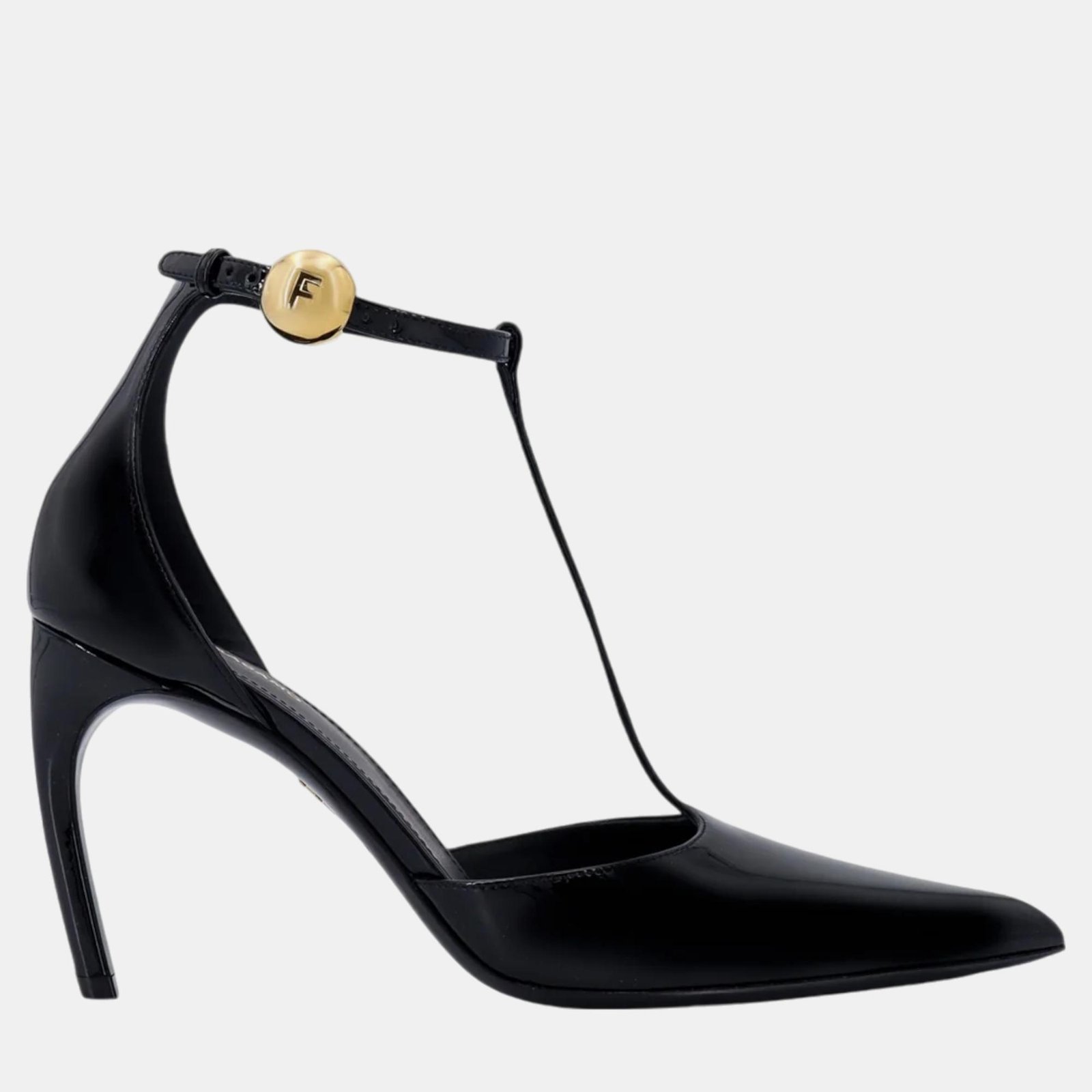 Salvatore Ferragamo Black T-Strap Pumps 5.5