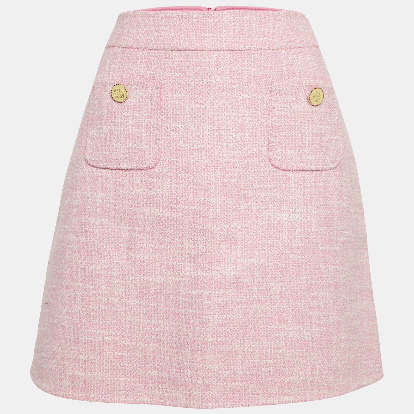 Sandro Pink Tweed Pocket Detail  Mini Skirt M