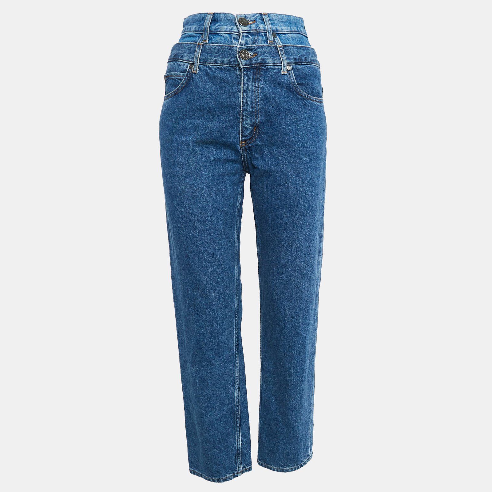 Sandro Blue Denim Double Waist Detail Jeans S Waist 25"