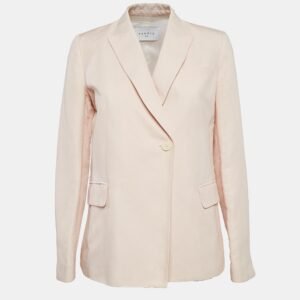 Sandro Pink Ramie Blend Single Breasted Blazer M