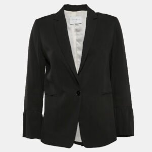 Sandro Black Gabardine Single Breasted Blazer M
