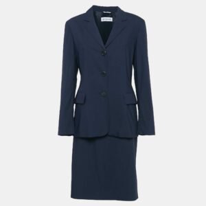 Sportmax Navy Blue Wool Blend Skirt Suit M