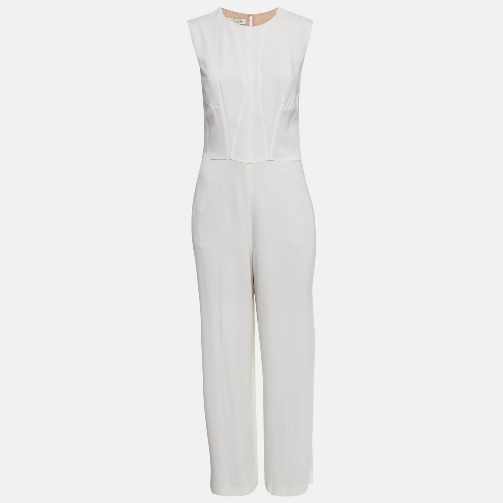 Stella McCartney White Chiffon Sleeveless Jumpsuit S