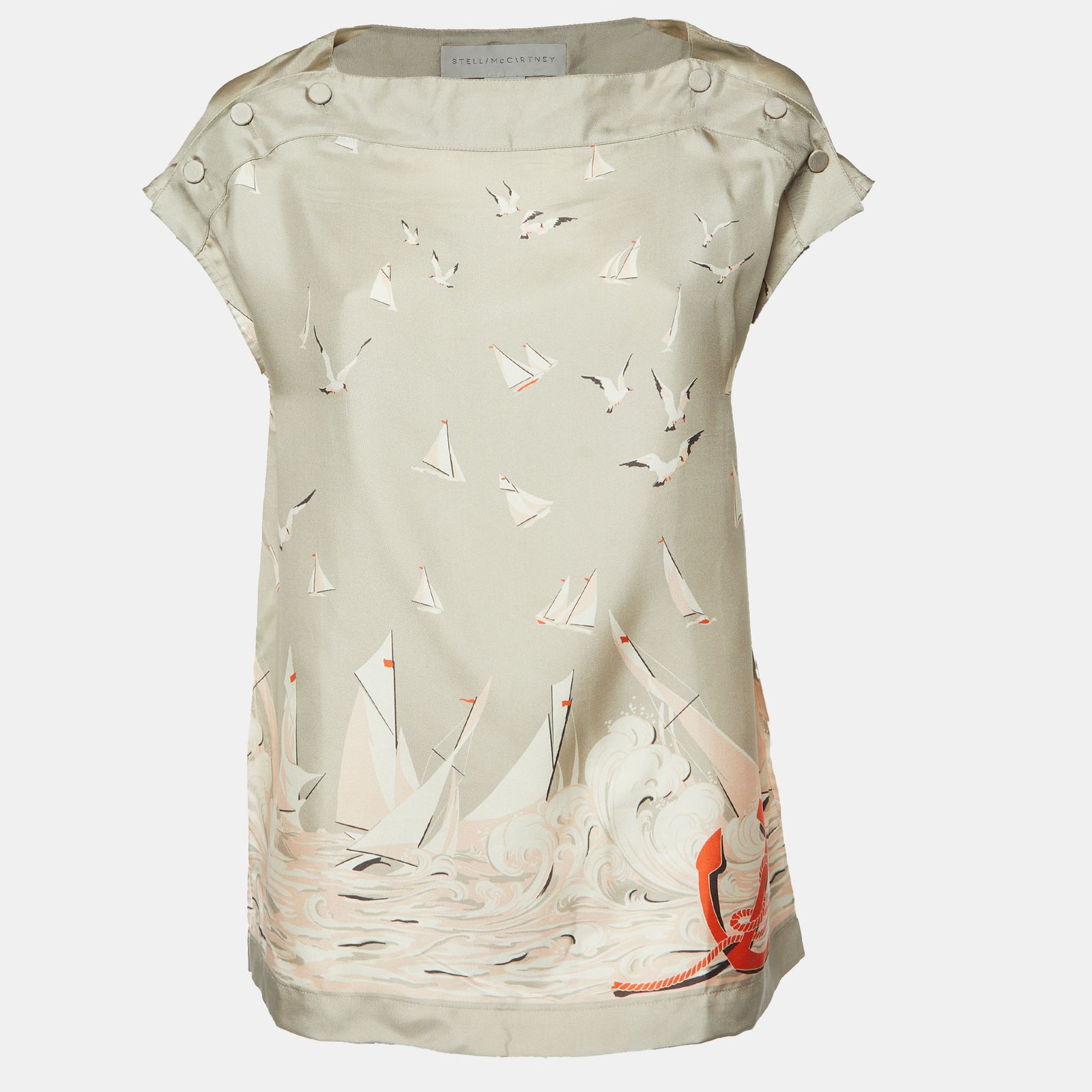 Stella McCartney Beige Printed Silk Top S