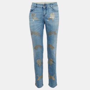 Stella McCartney Blue Animal Foil Print Denim Jeans M Waist 30"