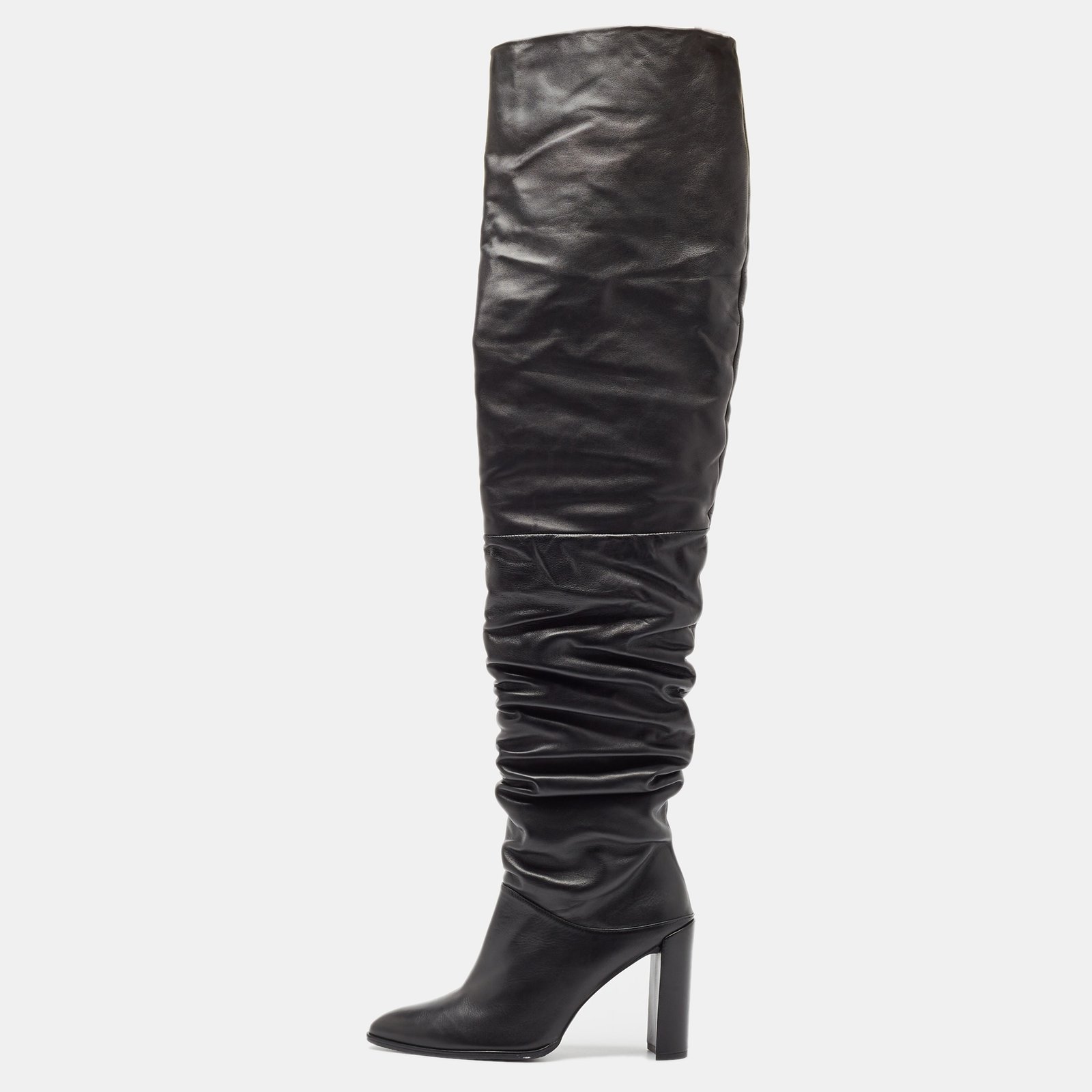 Stuart Weitzman Black Leather Histyle Over The Knee Boots Size 42.5