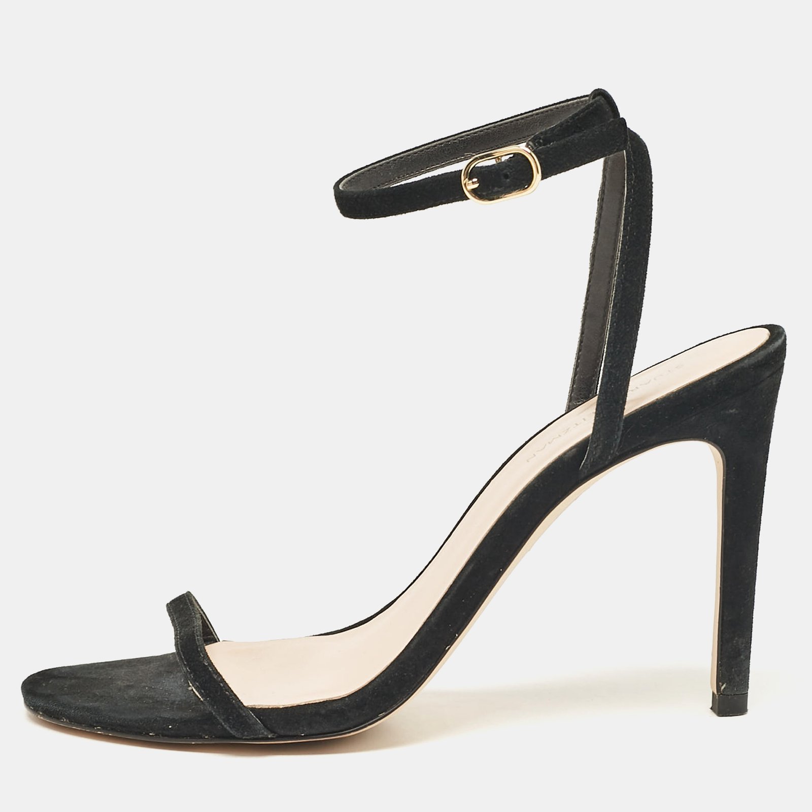 Stuart Weitzman Black Suede Ankle Strap Sandals Size 37.5