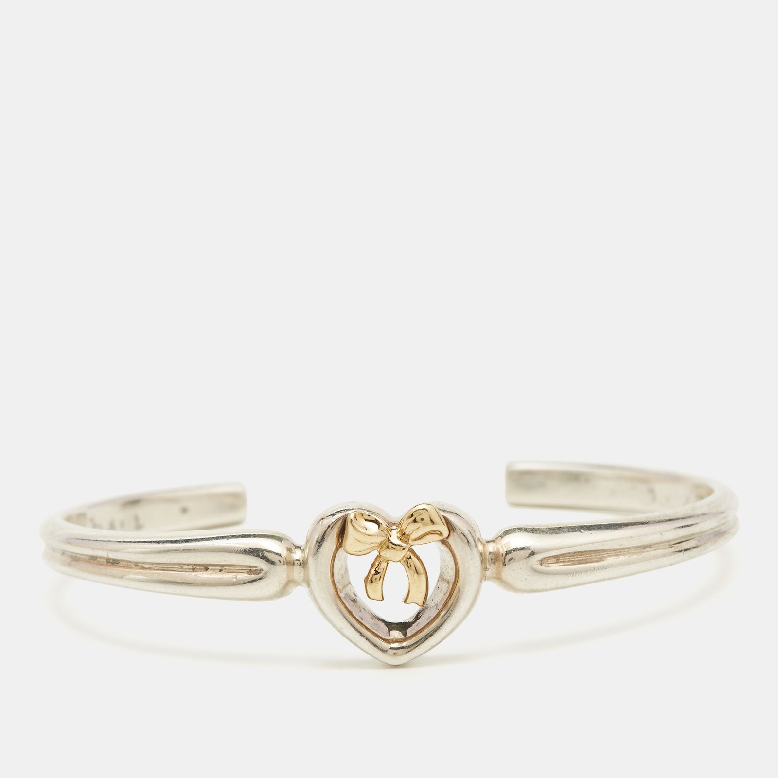 Tiffany & Co. Heart Bow 18k Yellow Gold Sterling Silver Bracelet