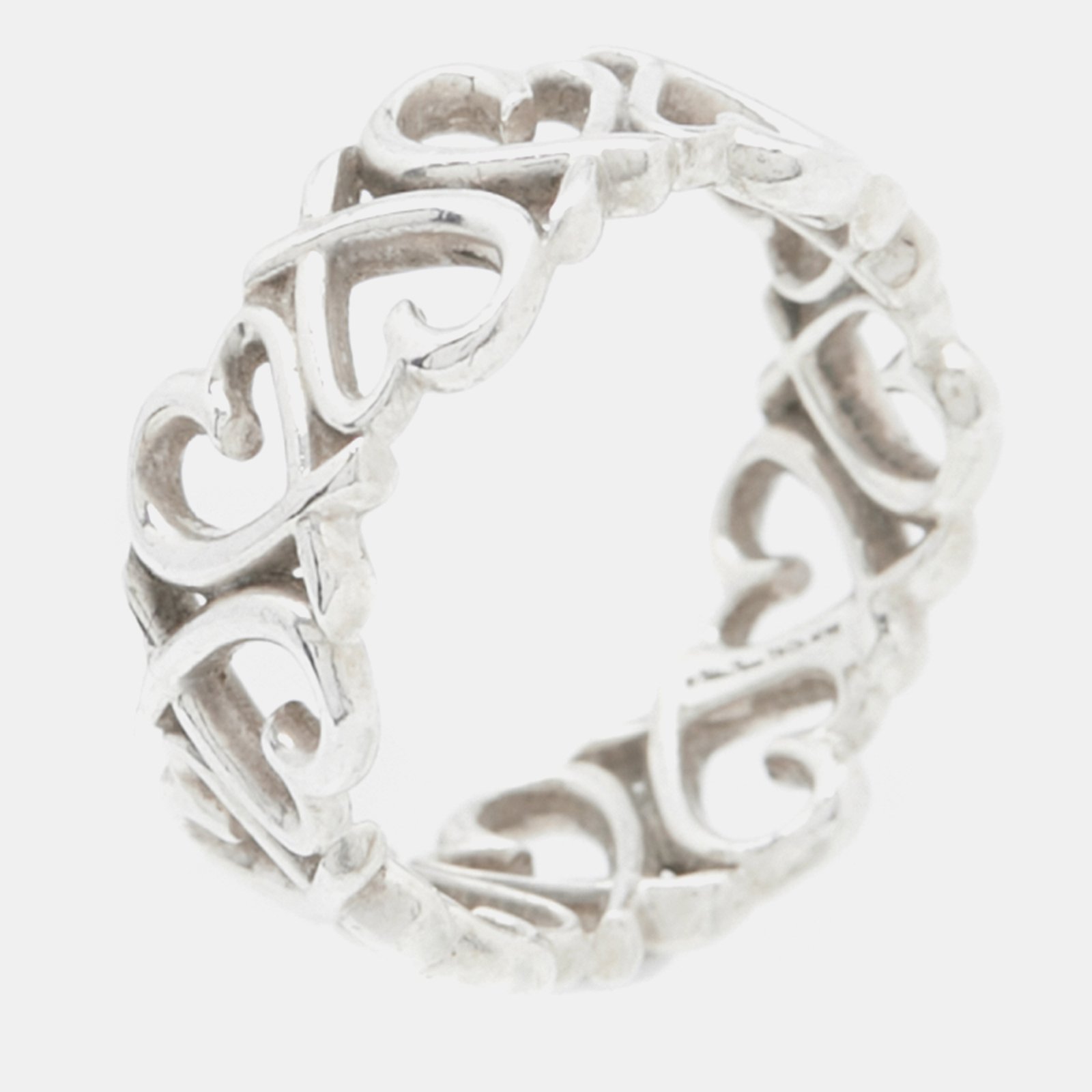 Tiffany & Co. Paloma Picasso Loving Heart Sterling Silver Band Ring Size 52