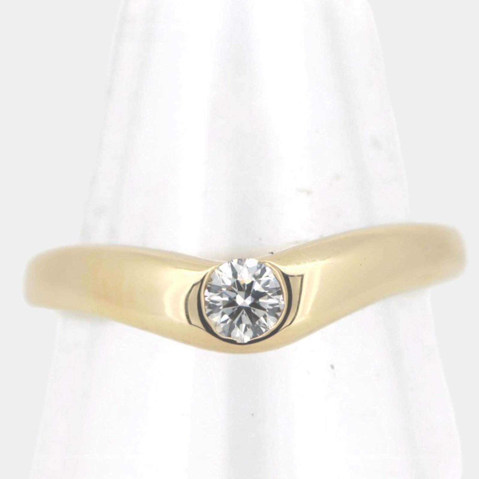 Tiffany & Co 18K Yellow Gold Yellow Gold Diamond Curved Band Ring EU 53
