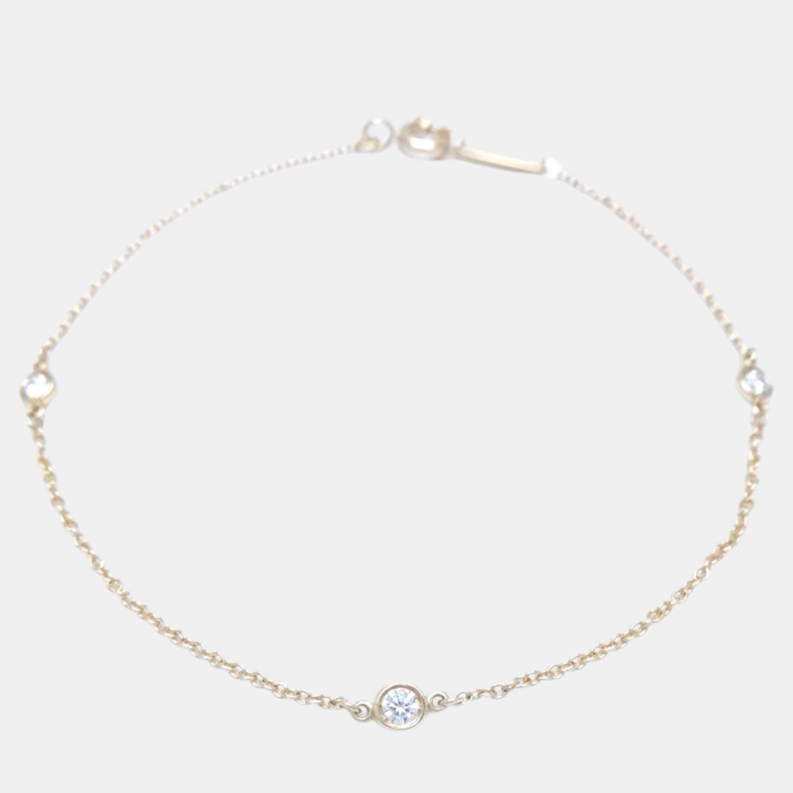 Tiffany & Co Diamond Bracelet 3P Elsa Peretti 18K YG Gold Metal