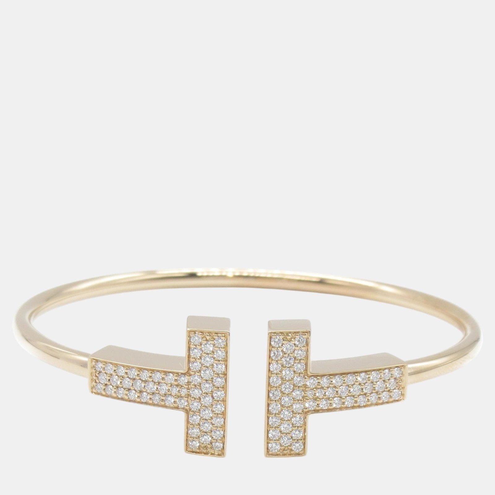 Tiffany & Co. 18k Pink Gold T Wire Large Diamond Bracelet