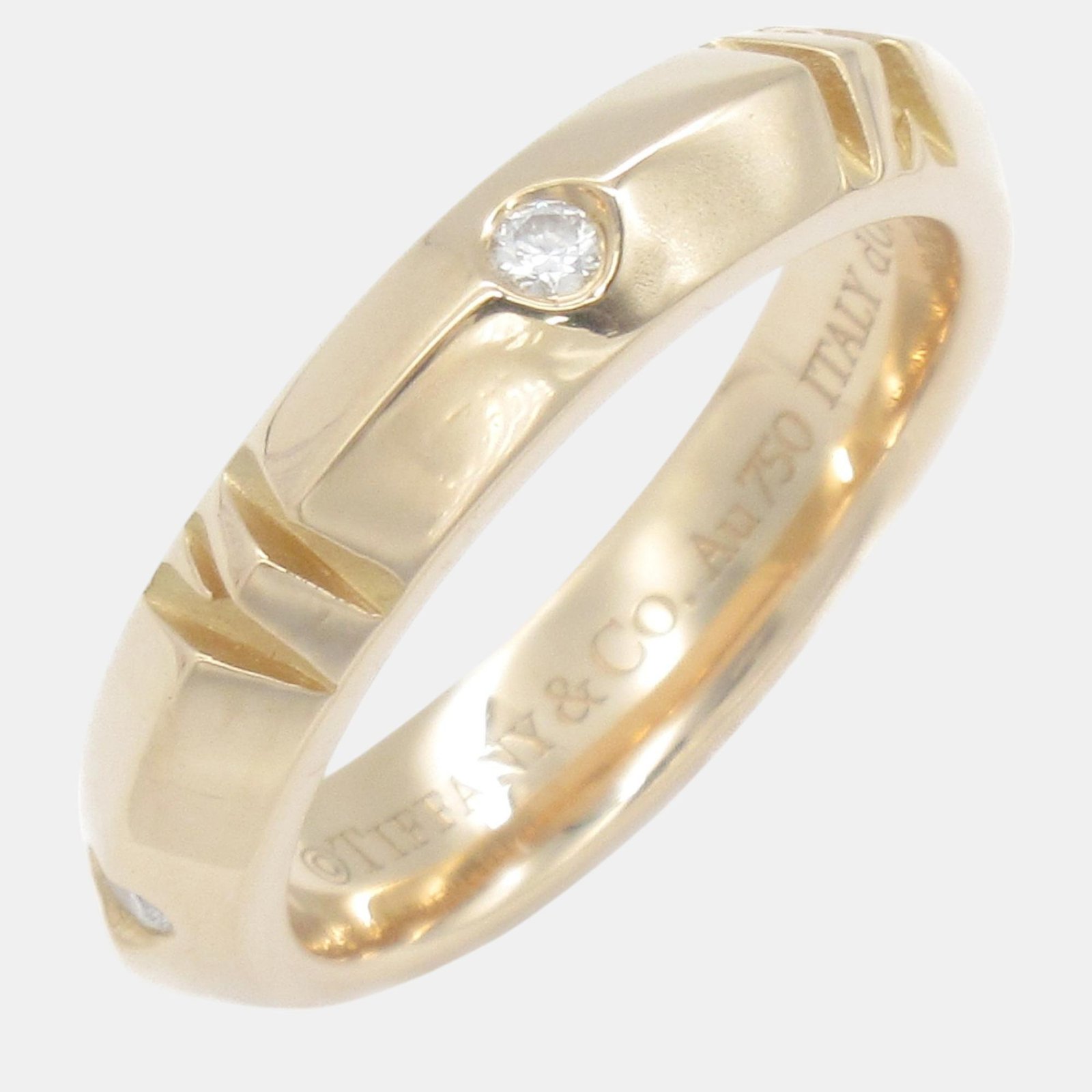 Tiffany & Co. 18K Rose Gold and Diamond Atlas X Closed Narrow Ring EU 51