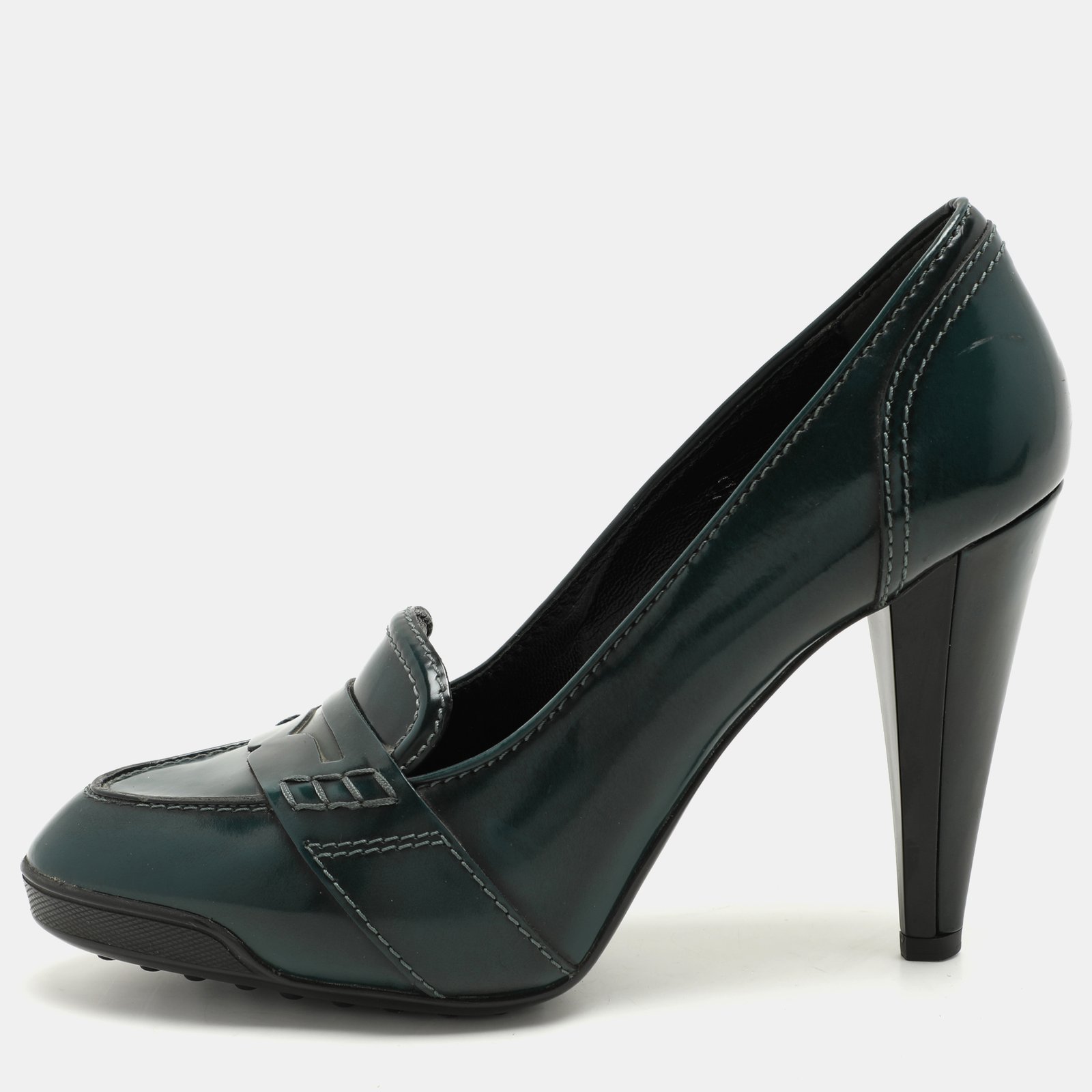 Tod's Green Leather Loafer Pumps Size 39