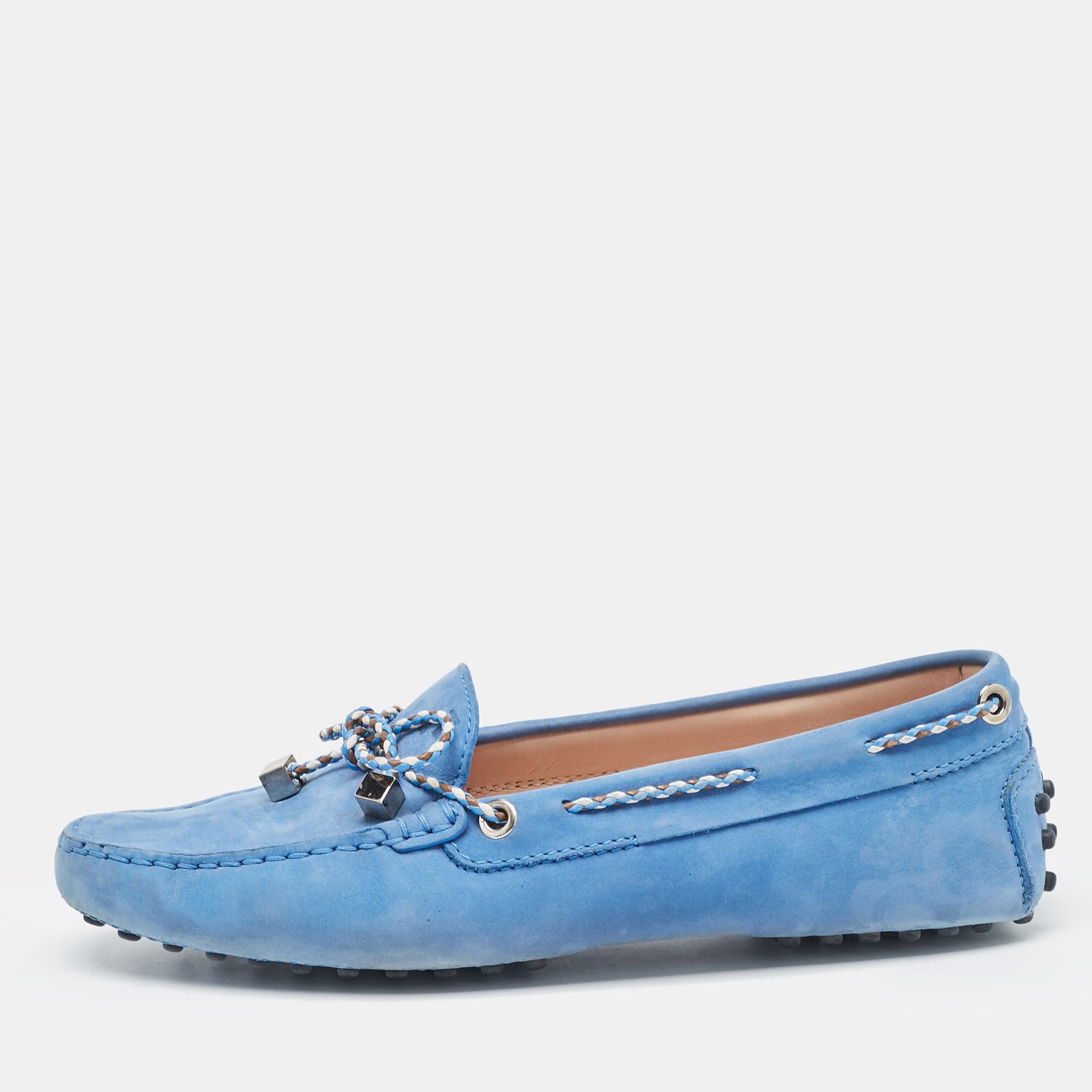 Tod's Blue Suede Penny Penny Loafers Size 37