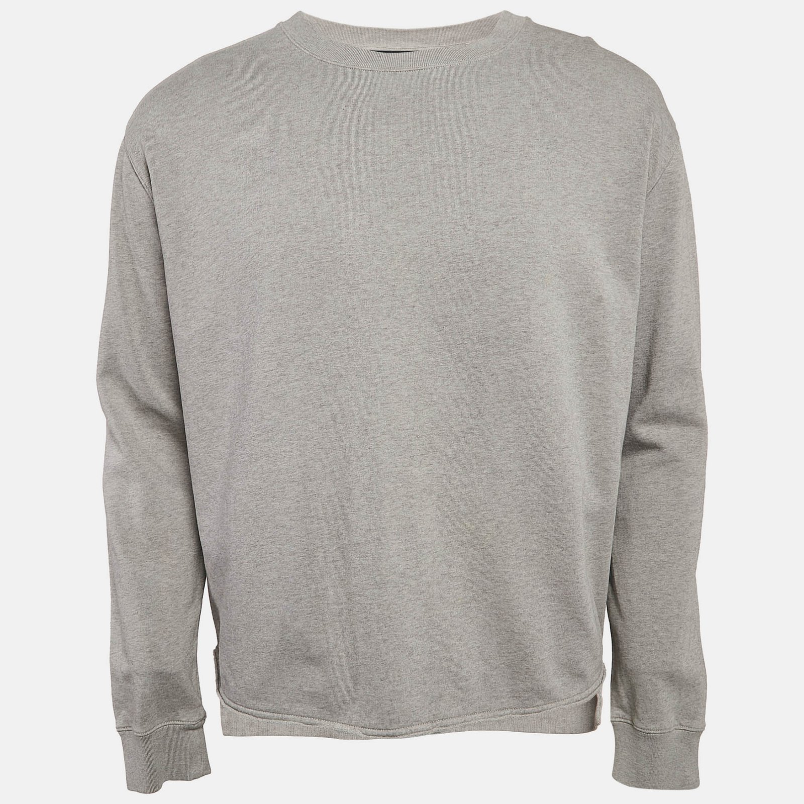 All Saints Grey Cotton Knit Raw Edge Crew Neck Sweatshirt M
