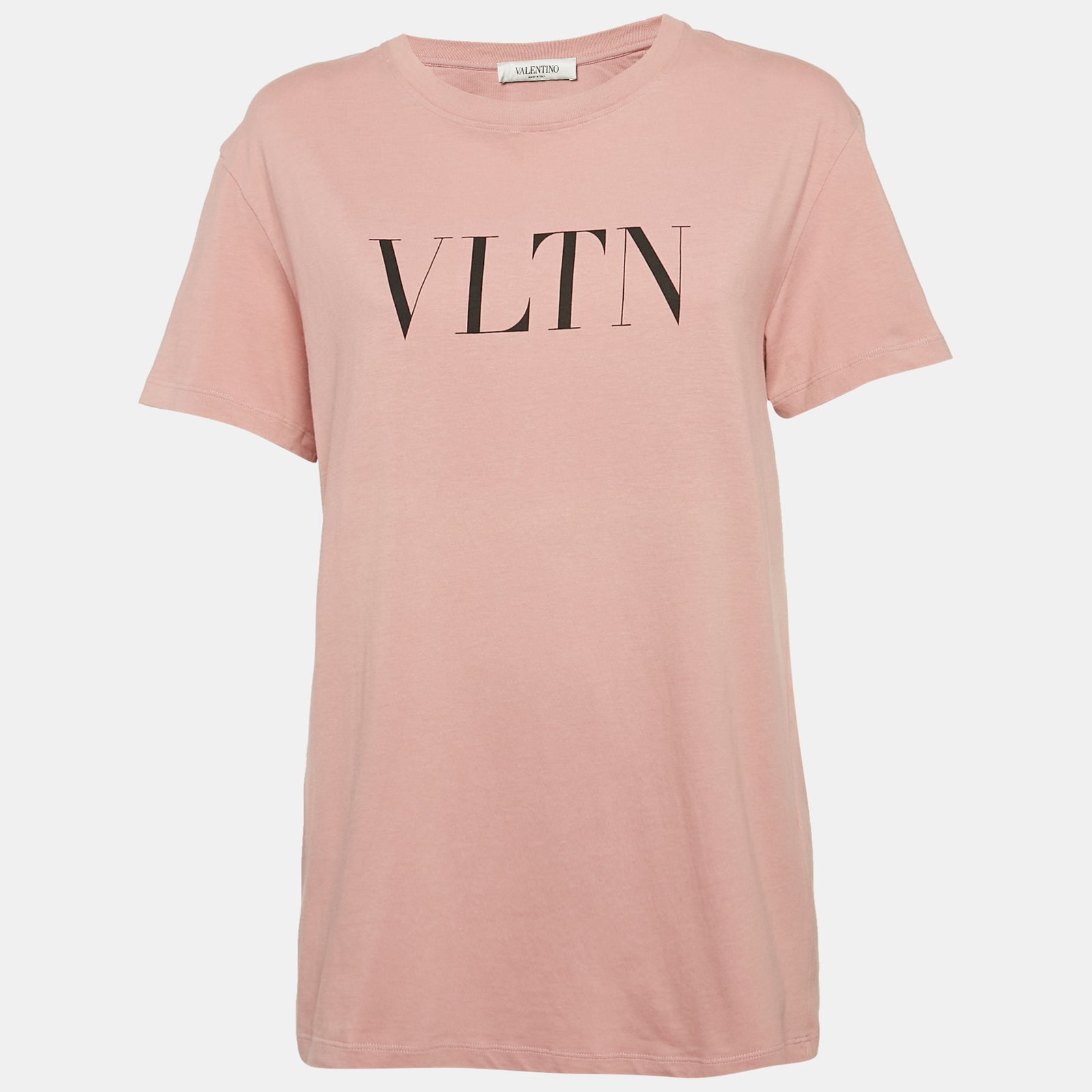 Valentino Pink VLTN Print Jersey Crew Neck T-Shirt S
