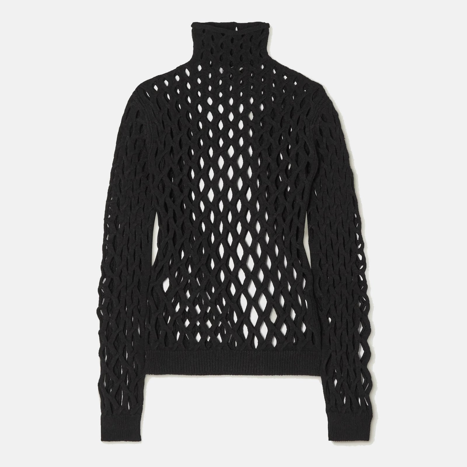 Valentino Black Mesh Knit High Neck Sweater L