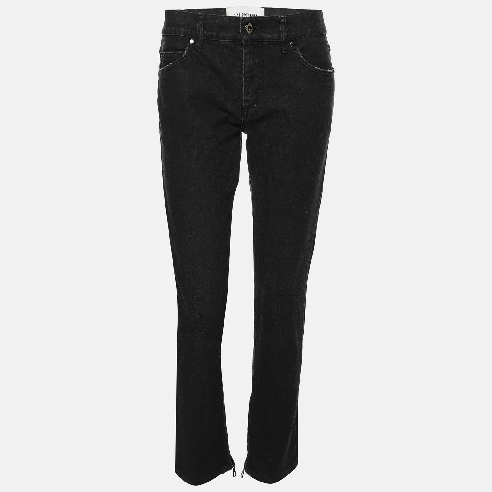 Valentino Black Denim Petale Jeans XS