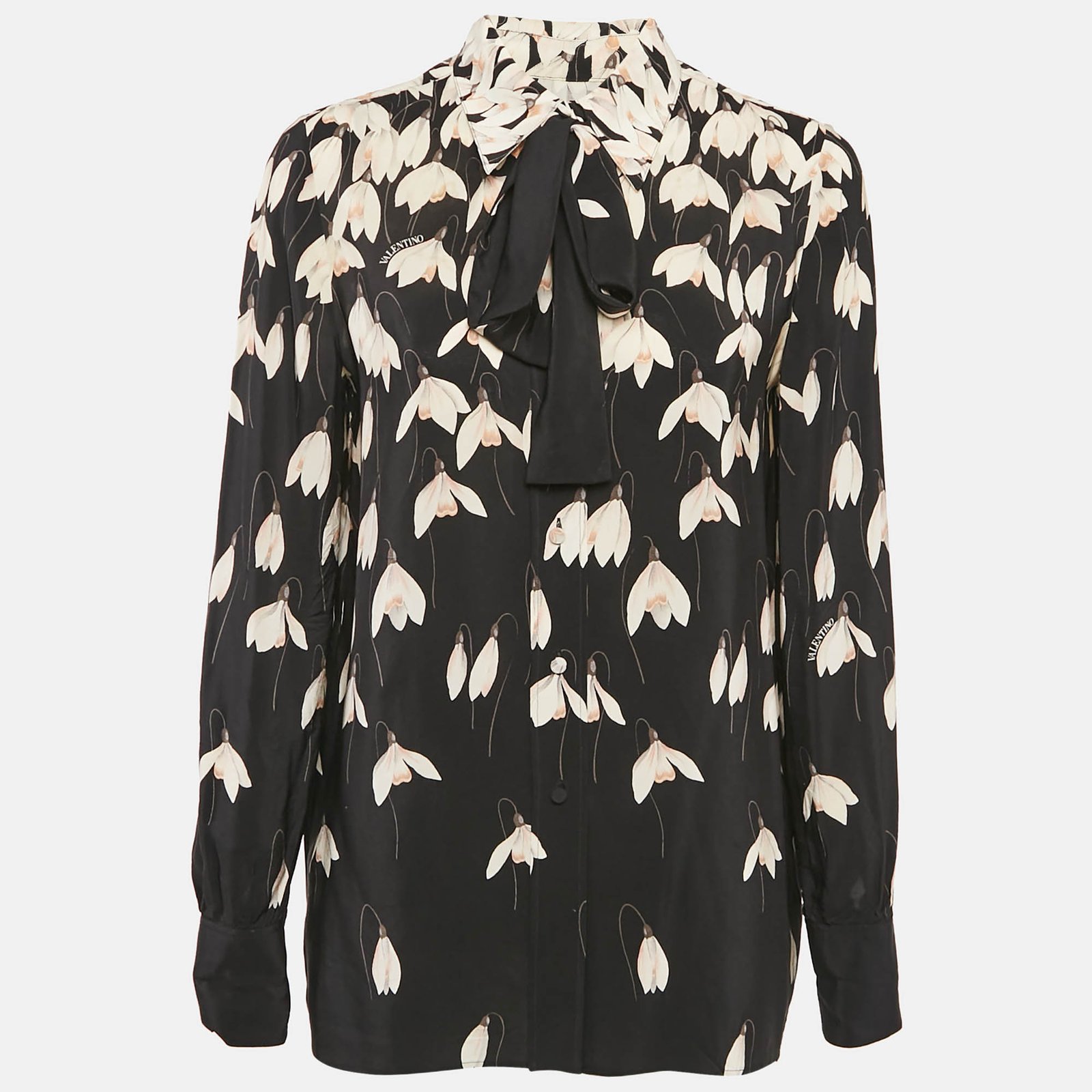 Valentino Black Bucaneve Print Silk Shirt M