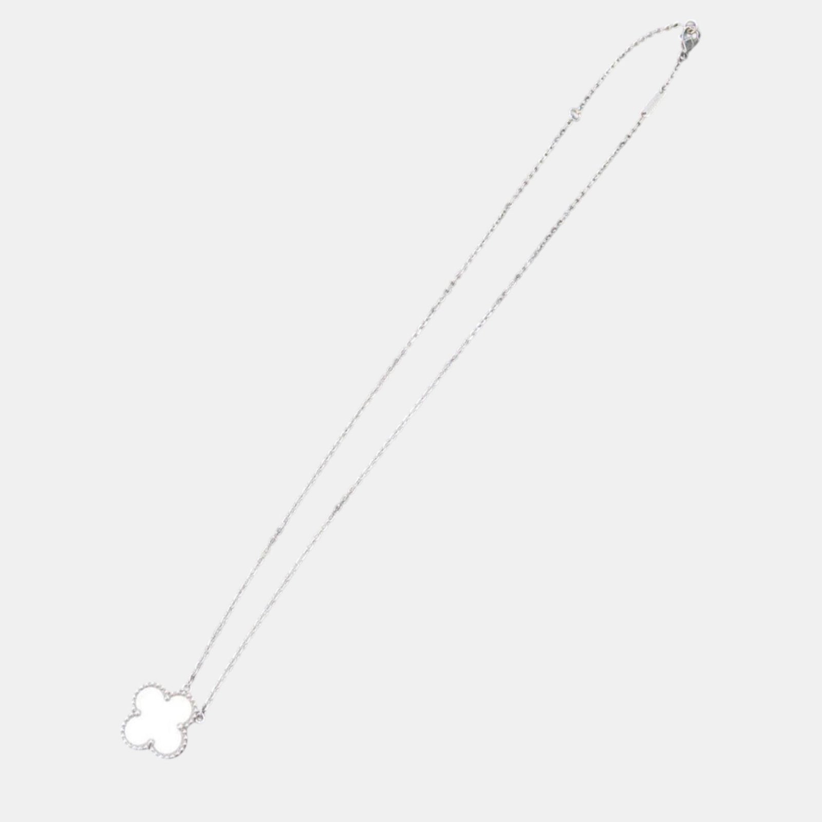 Van Cleef & Arpels Alhambra Pendant 18White Gold Mother of Pearl White Metal