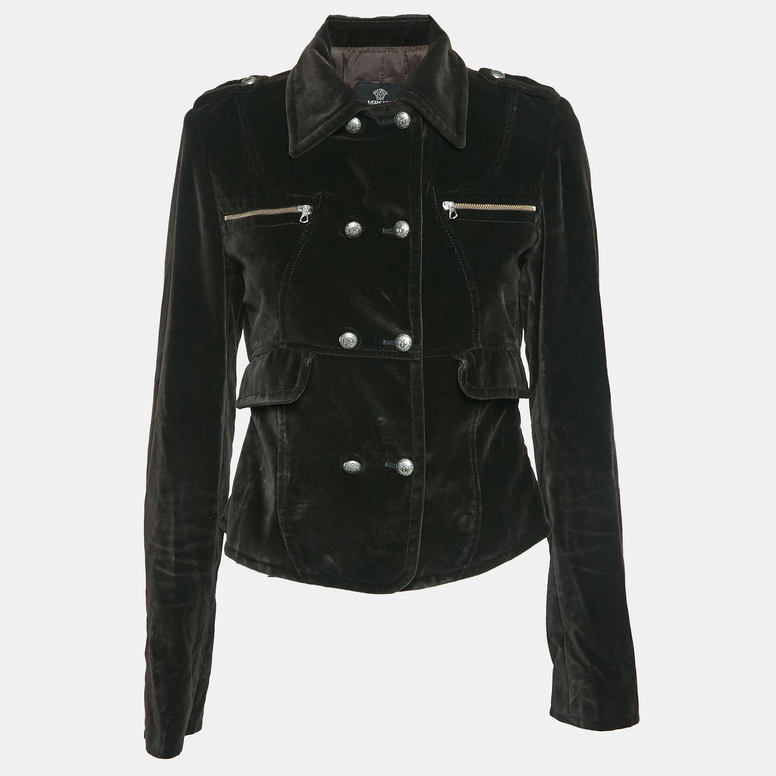 Versace Jeans Couture Brown Velvet Button Front Jacket M