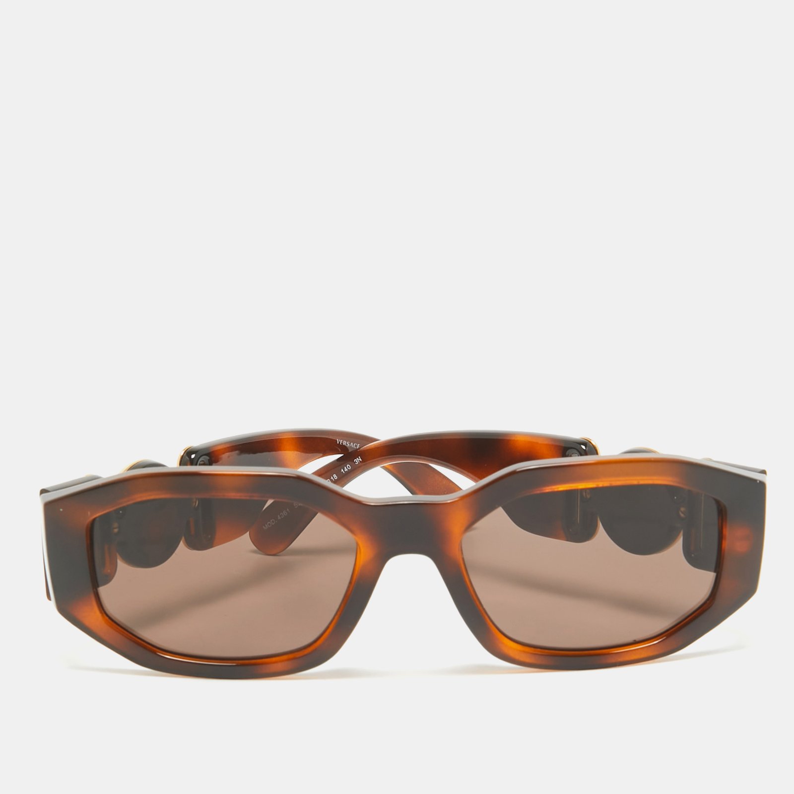Versace Tortoise Brown MOD. 4361 Medusa Biggie Rectangular Sunglasses