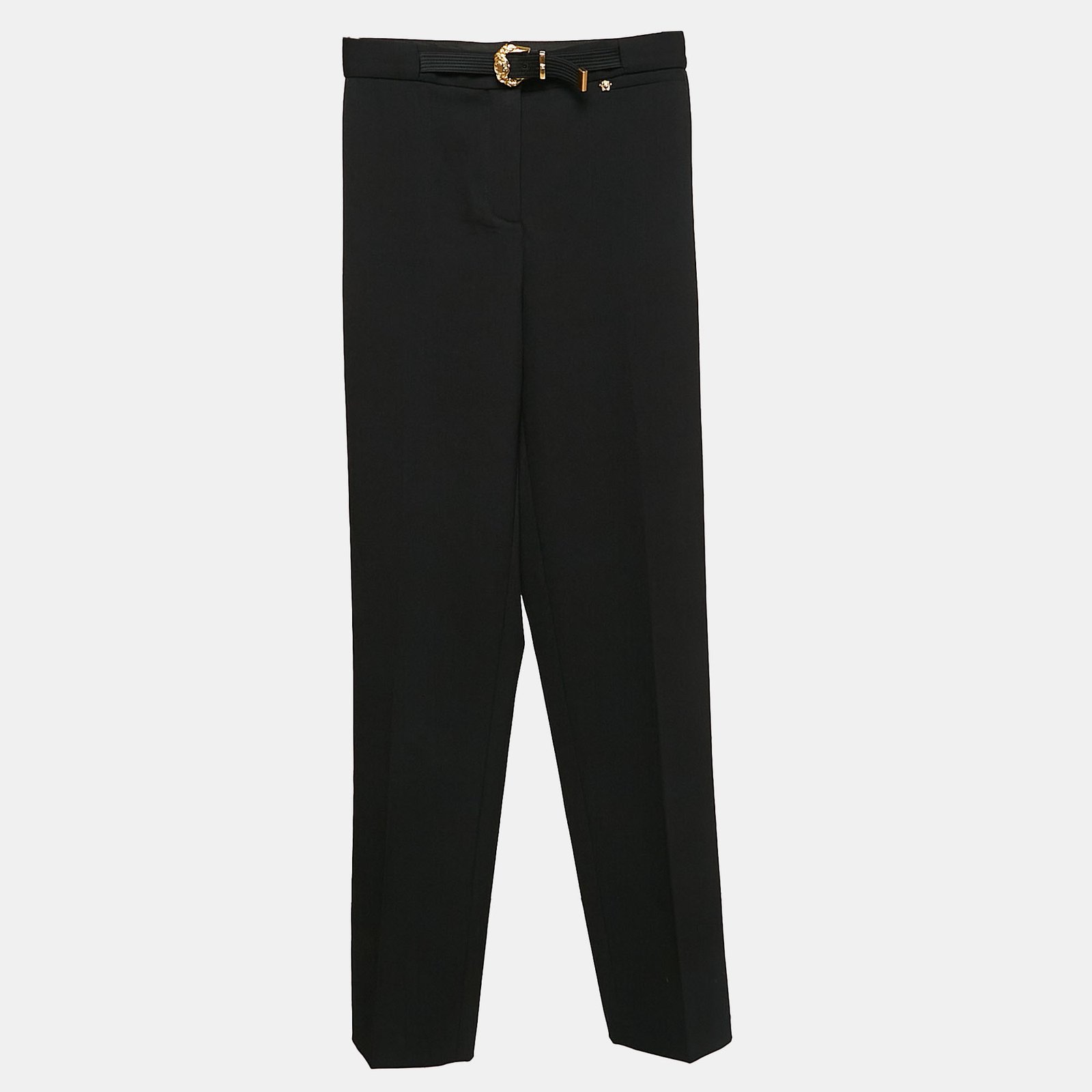 Versace Black Wool Buckle Detail Trousers S