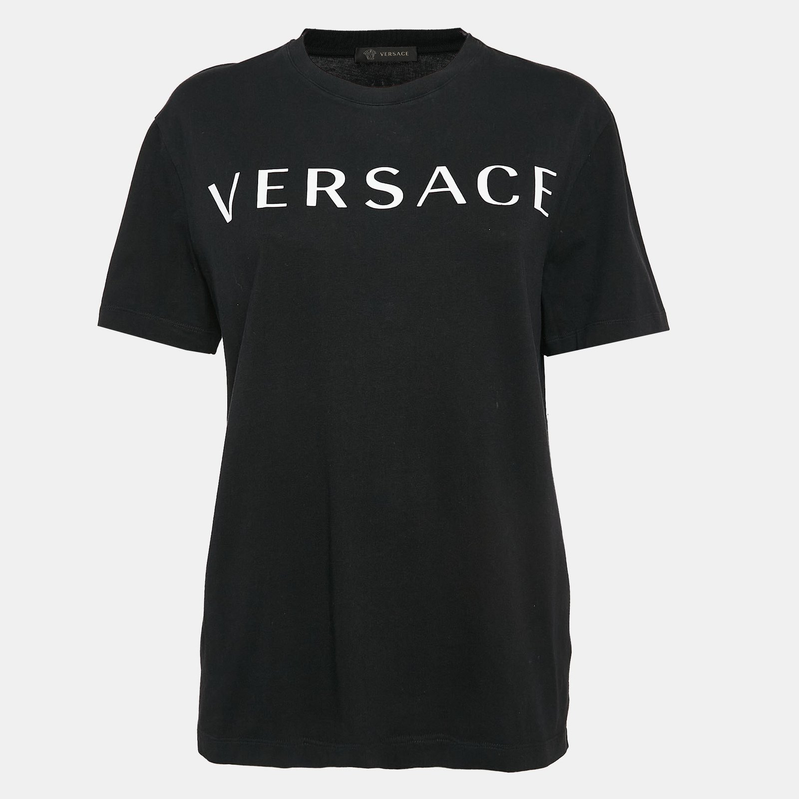 Versace Black Logo Print Cotton T-Shirt M