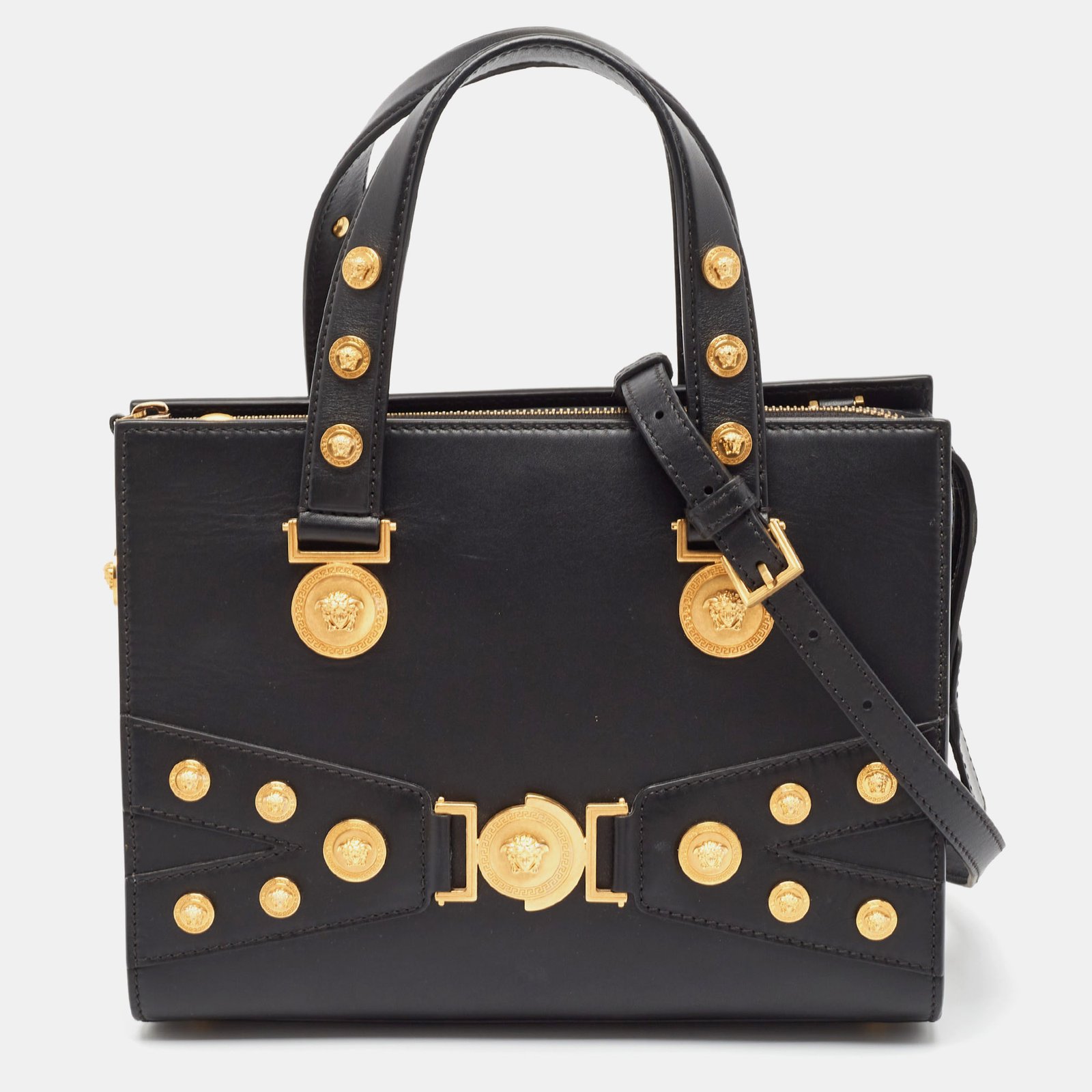 Versace Black Leather Medusa Tribute Tote