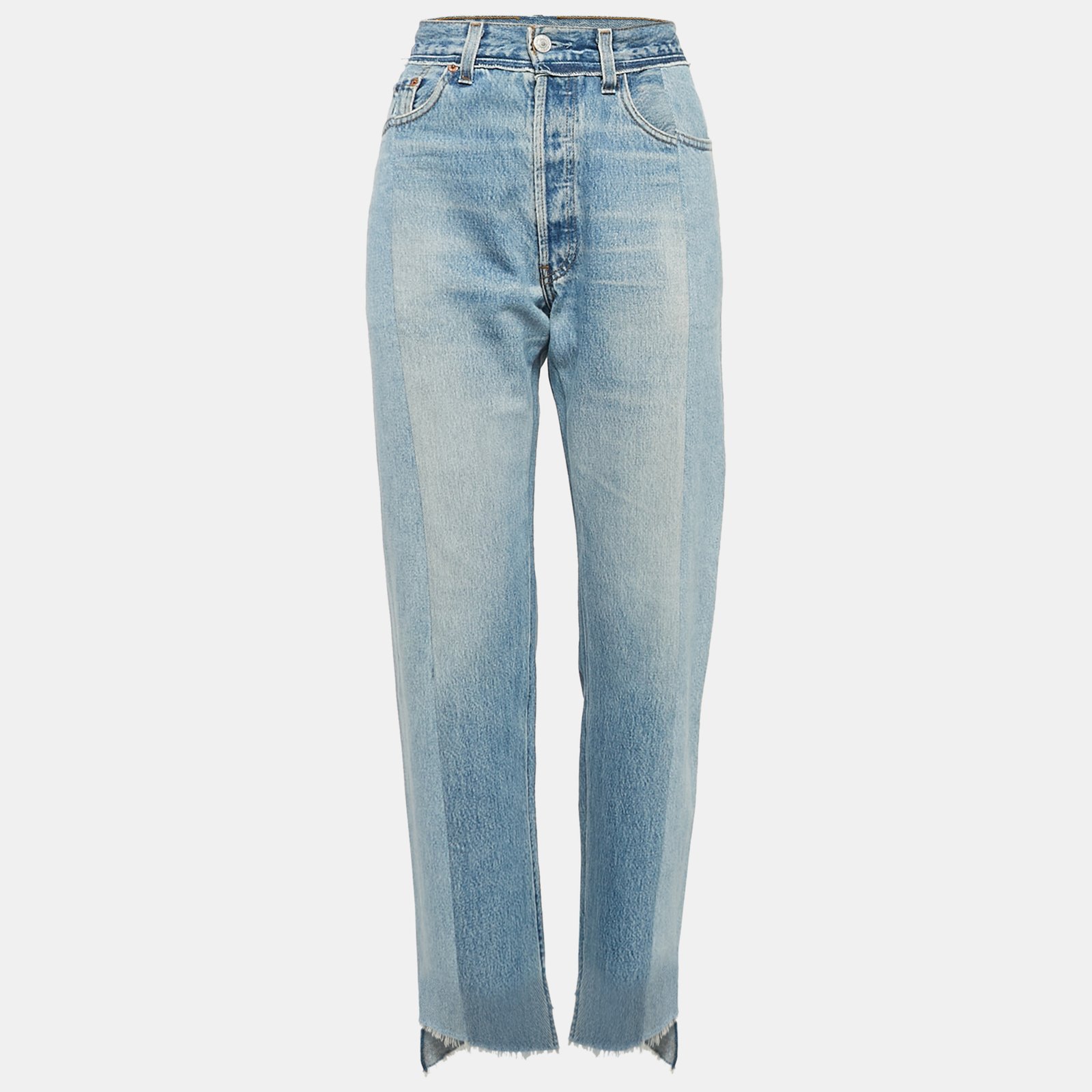 Vetements Blue Two Tone Patchwork Denim Straight-Leg  Jeans L