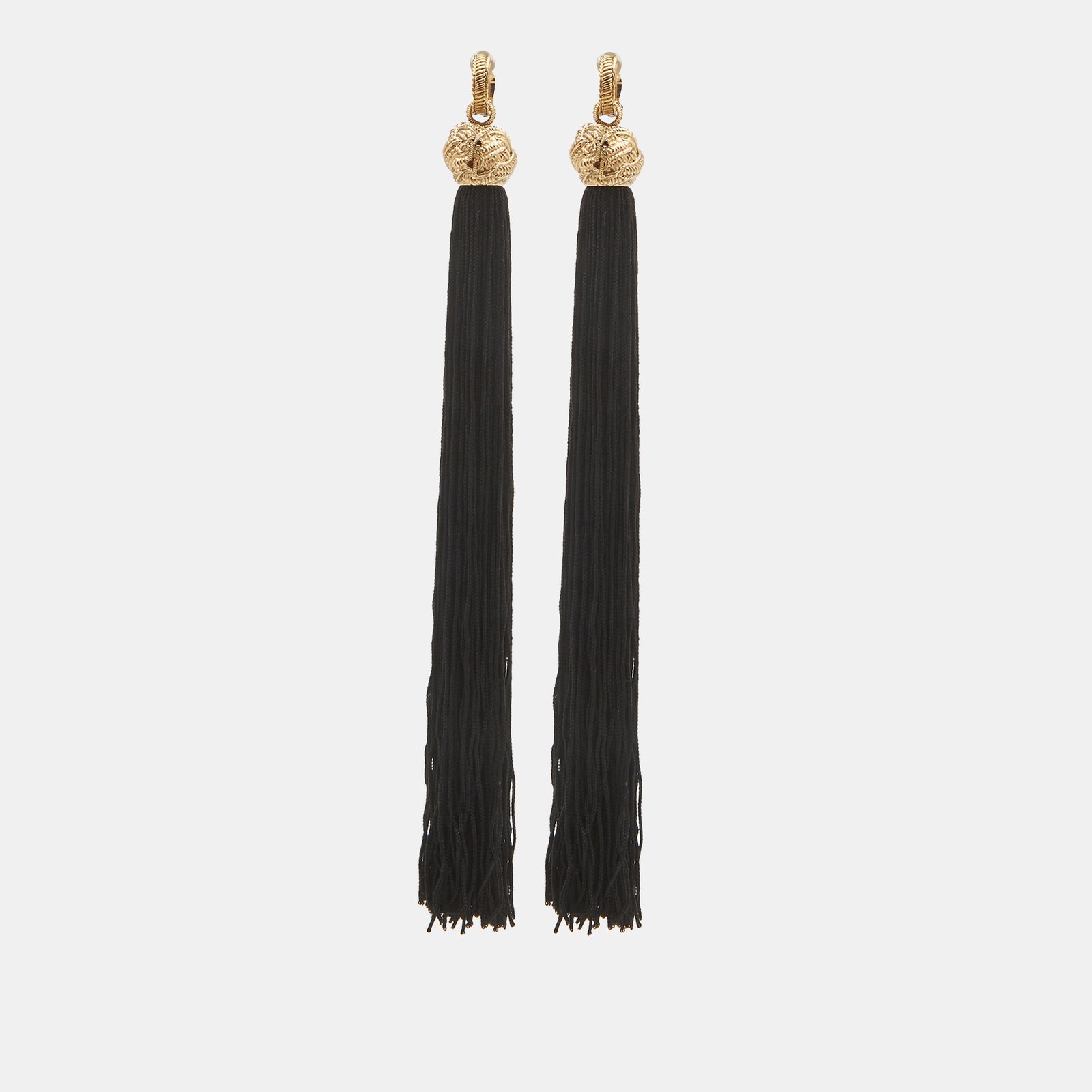 Yves Saint Laurent Fabric Gold Tone Earrings