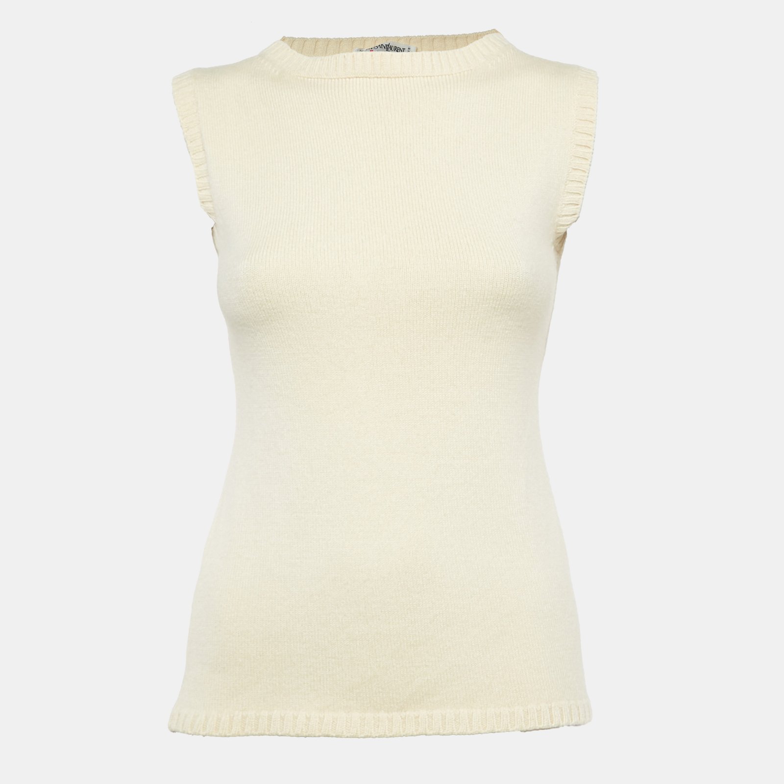 Yves Saint Laurent Vintage Cream Wool Sleeveless Sweater XS