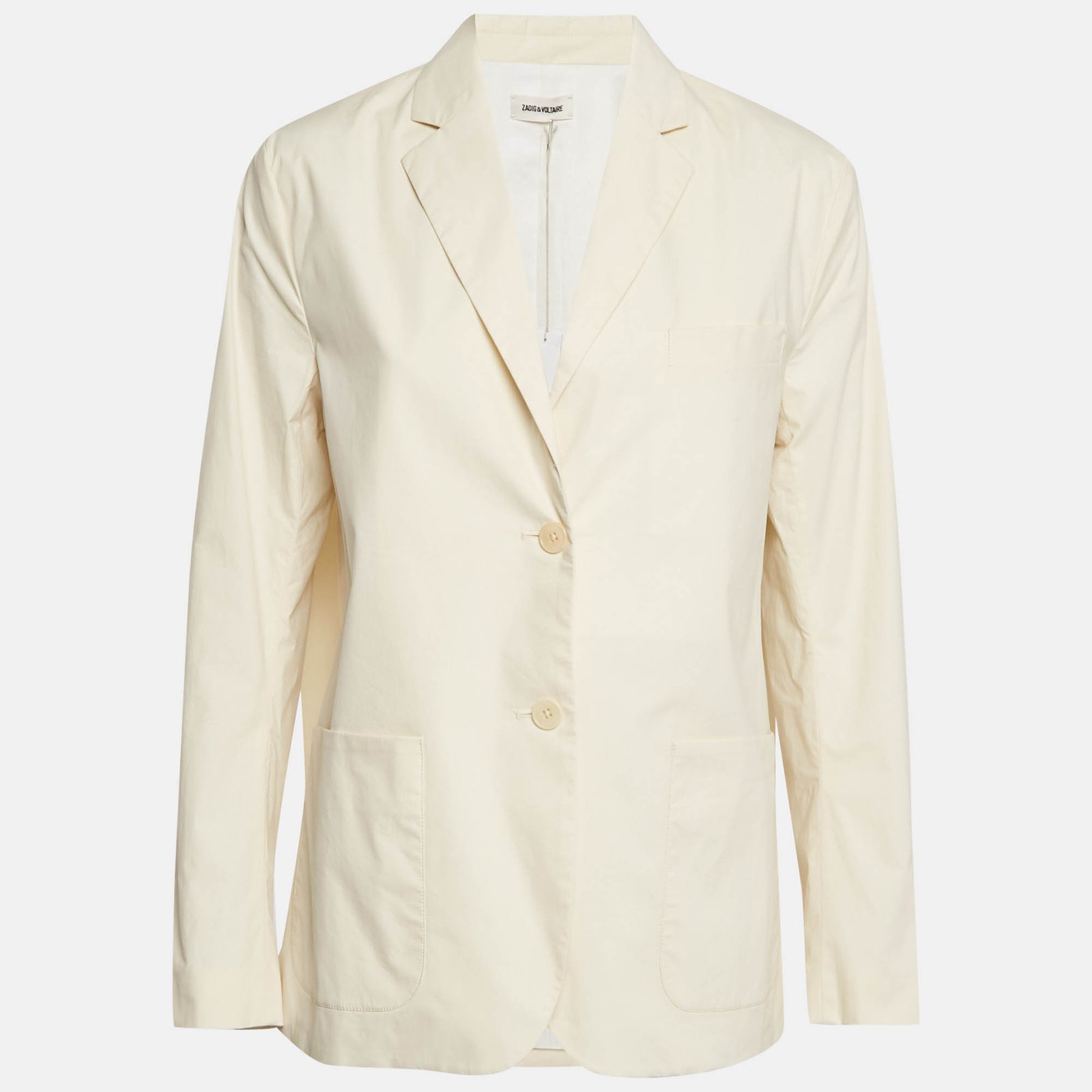 Zadig & Voltaire Cream Cotton Popeline Single Breasted Blazer S