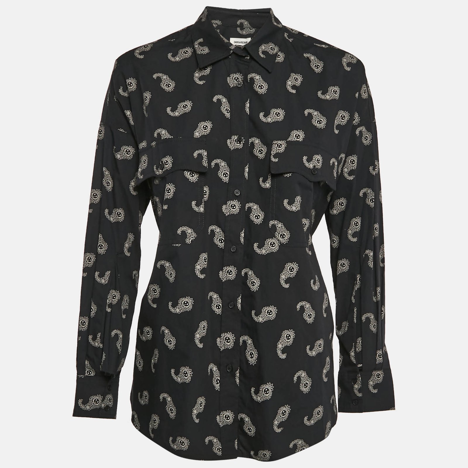 Zadig & Voltaire Black Tamara Paisley Print Cotton Oversized Shirt XS
