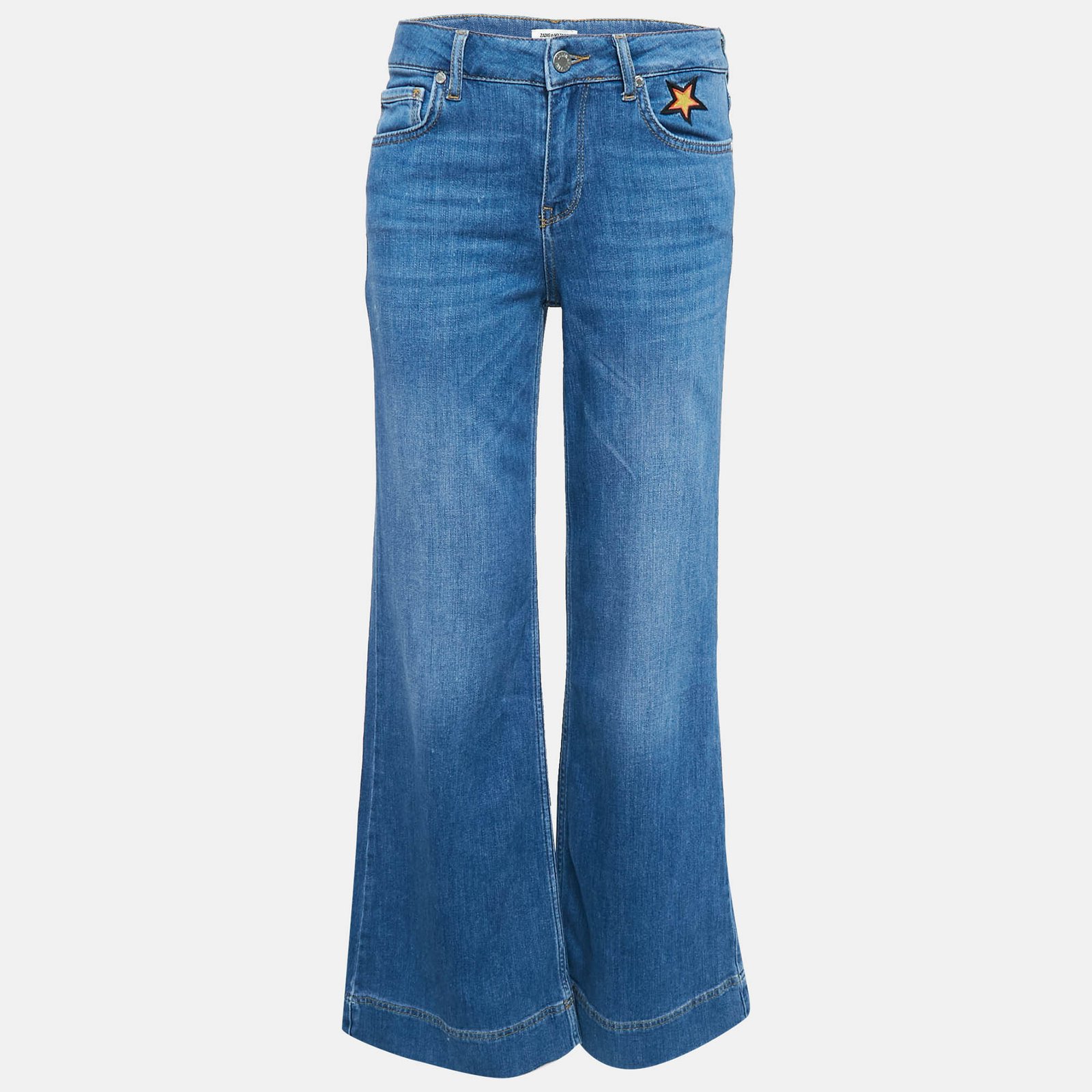 Zadig & Voltaire Deluxe Blue Embroidered Denim Plume Brode Jeans S Waist 26"