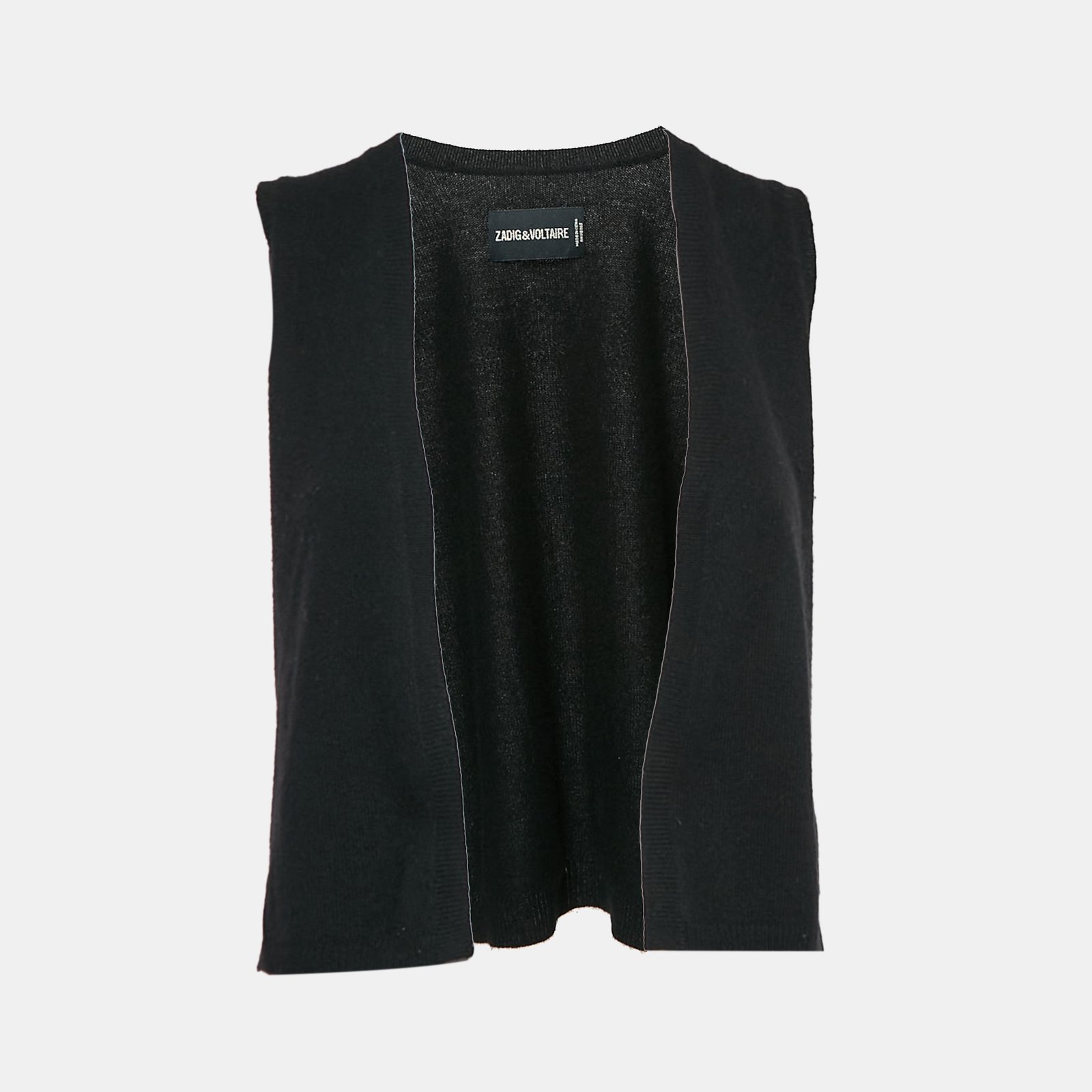 Zadig & Voltaire Black Wings Studded Cashmere Sleeveless Dublin Cardigan S