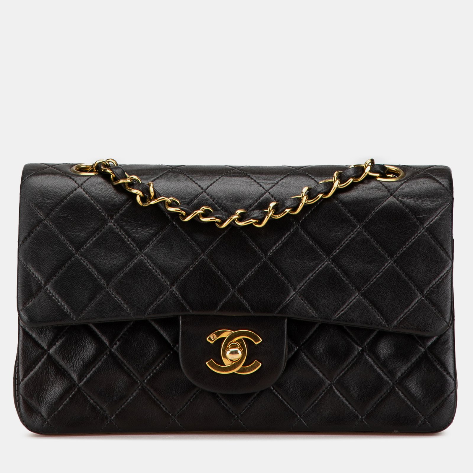 Chanel Black Lambskin Small Classic Double Flap Bag