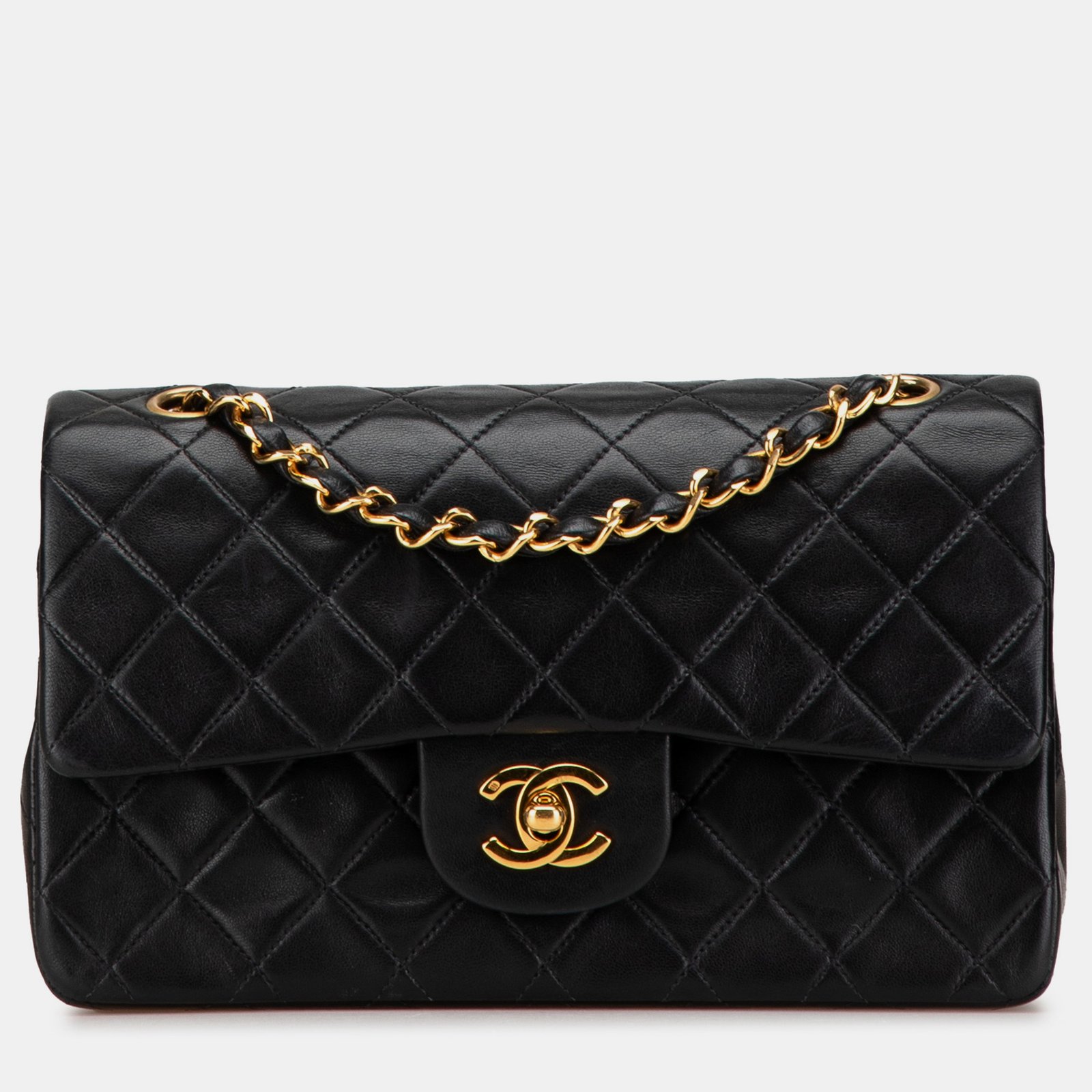 Chanel Black Lambskin Small Classic Double Flap Bag