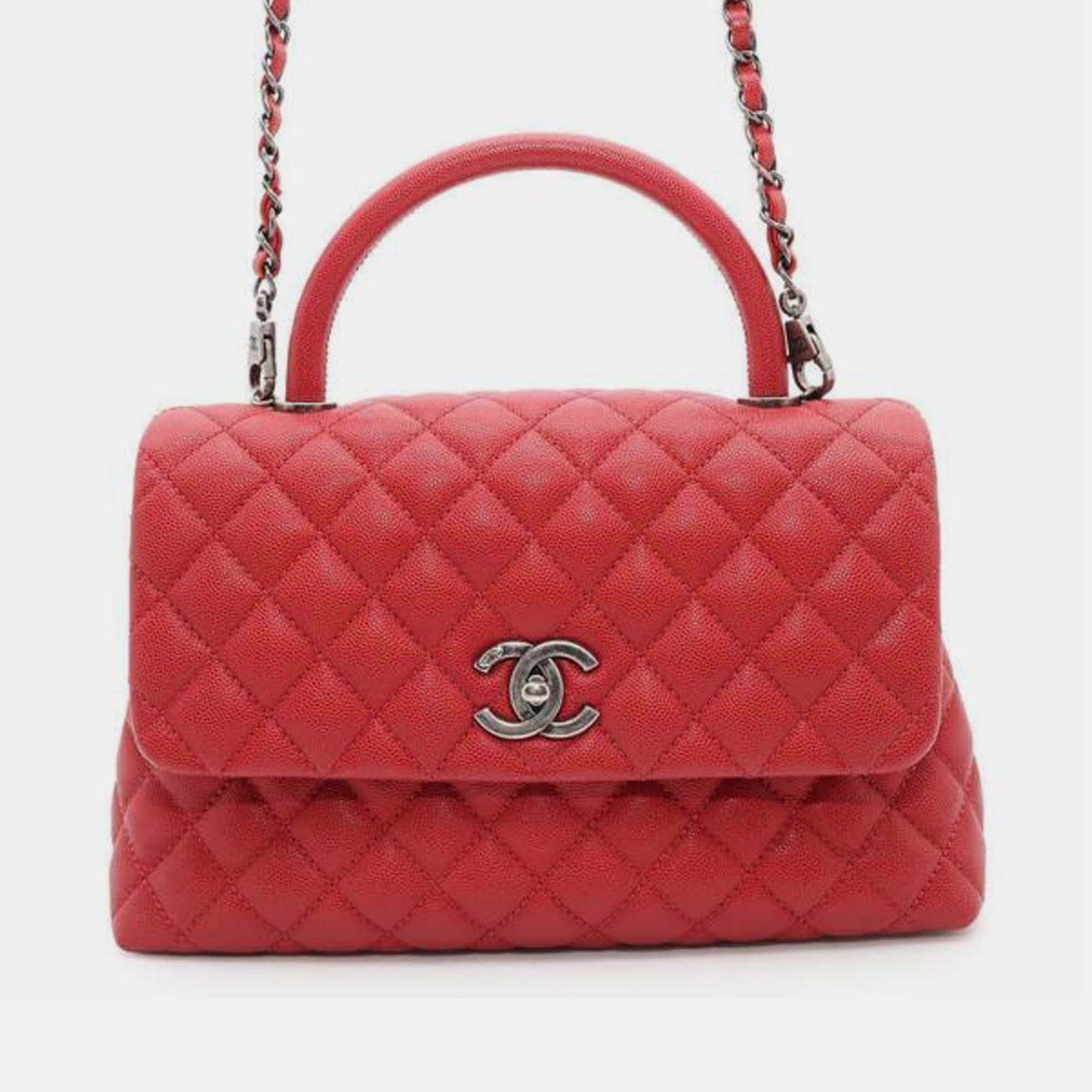 Chanel Red Caviar Small Coco Top Handle Bag