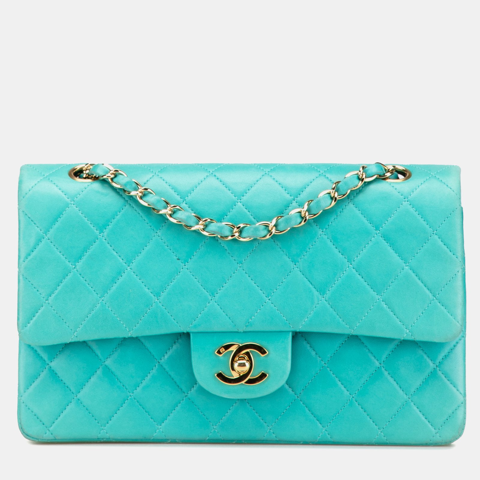 Chanel Blue Lambskin Medium Classic Double Flap Bag