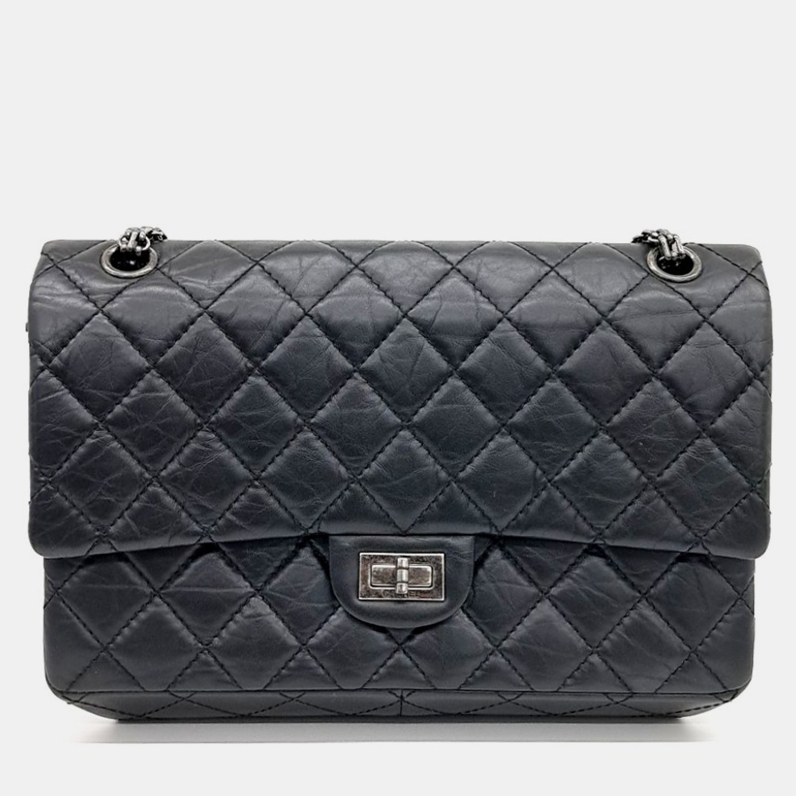 Chanel Black Leather Vintage 2.55 28 Bag