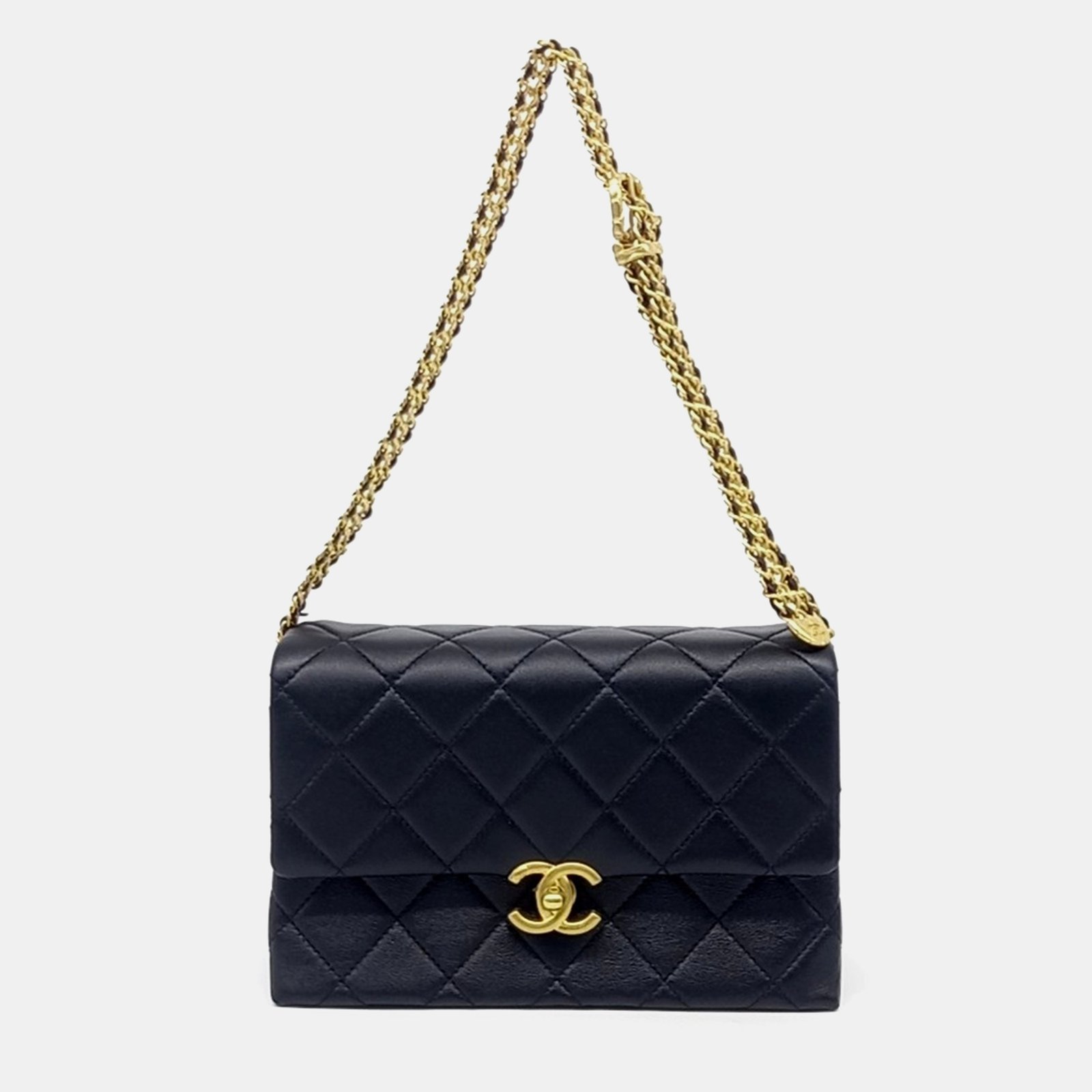 Chanel Black Leather Chain Strap Flap Bag