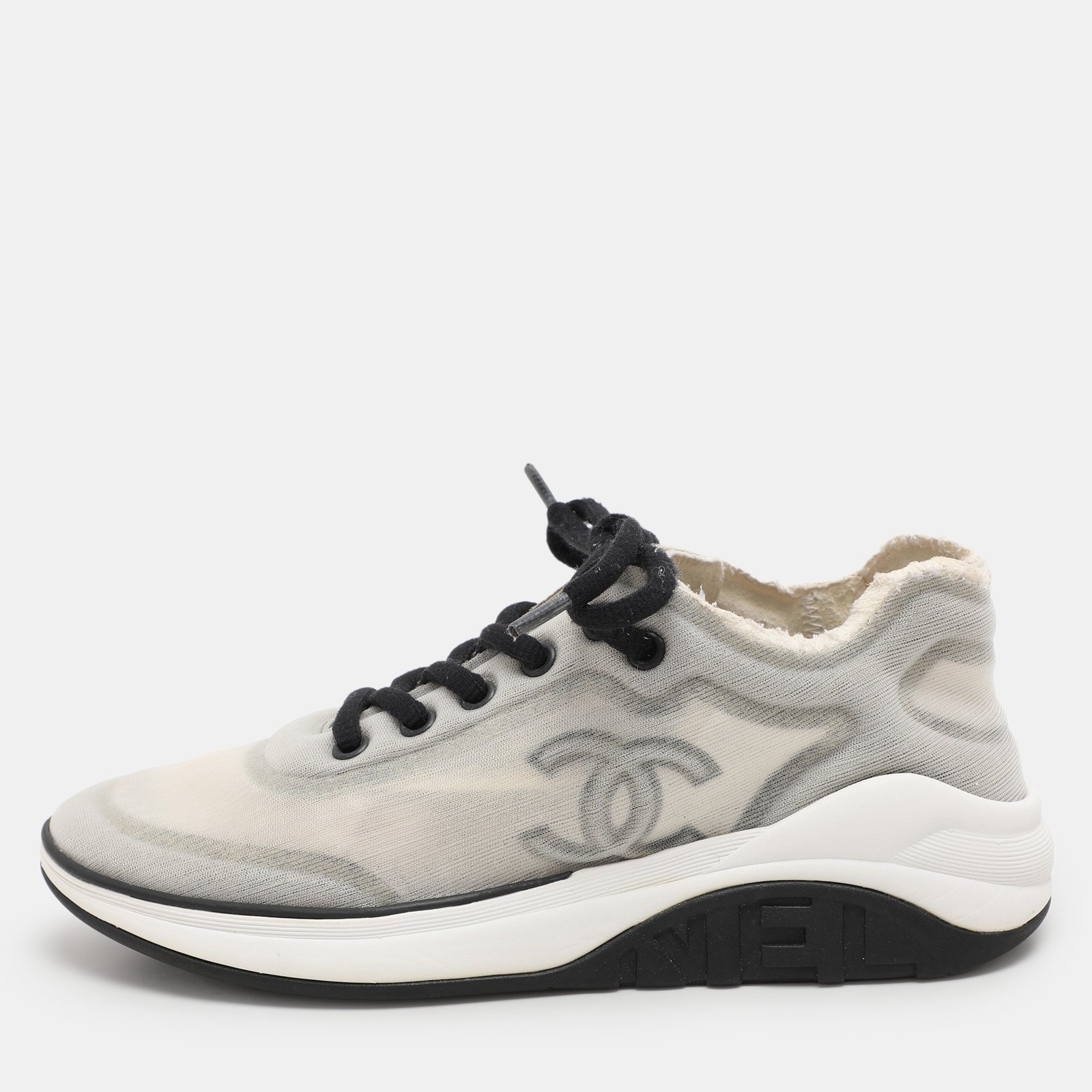 Chanel Light Grey Mesh CC Low Top Sneakers Size 36