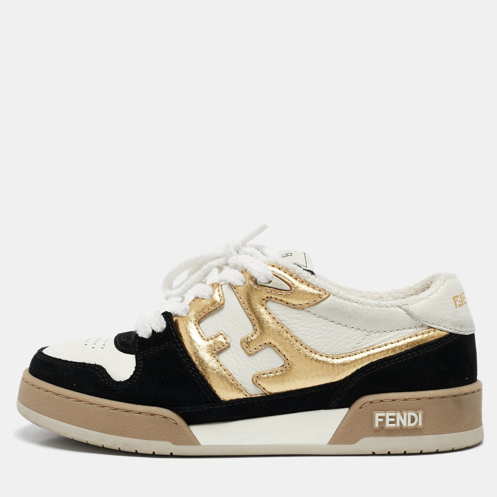Fendi x Versace Multicolor Leather and Suede Match Sneakers Size 37