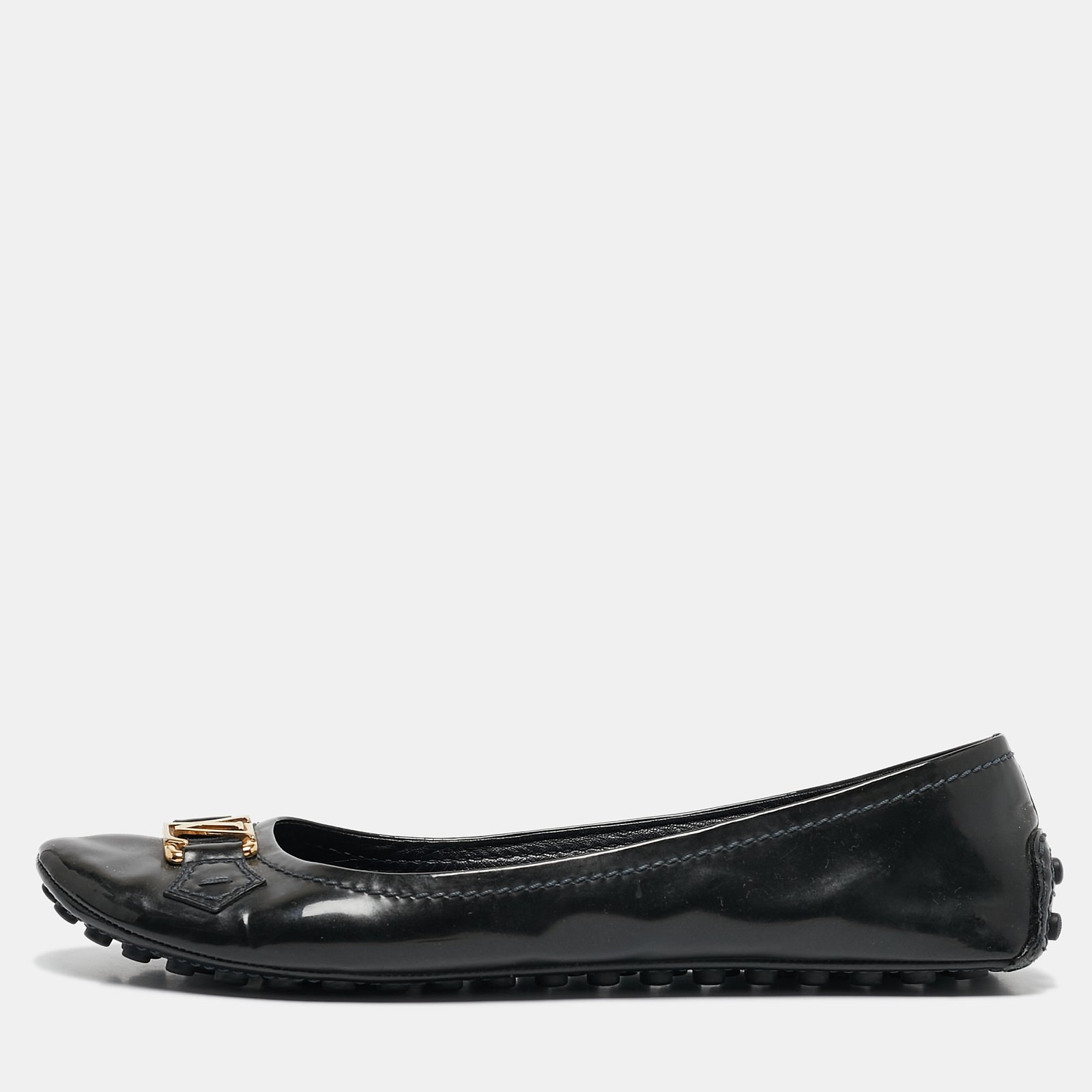 Louis Vuitton Black Leather Oxford Ballet Flats Size 39.5