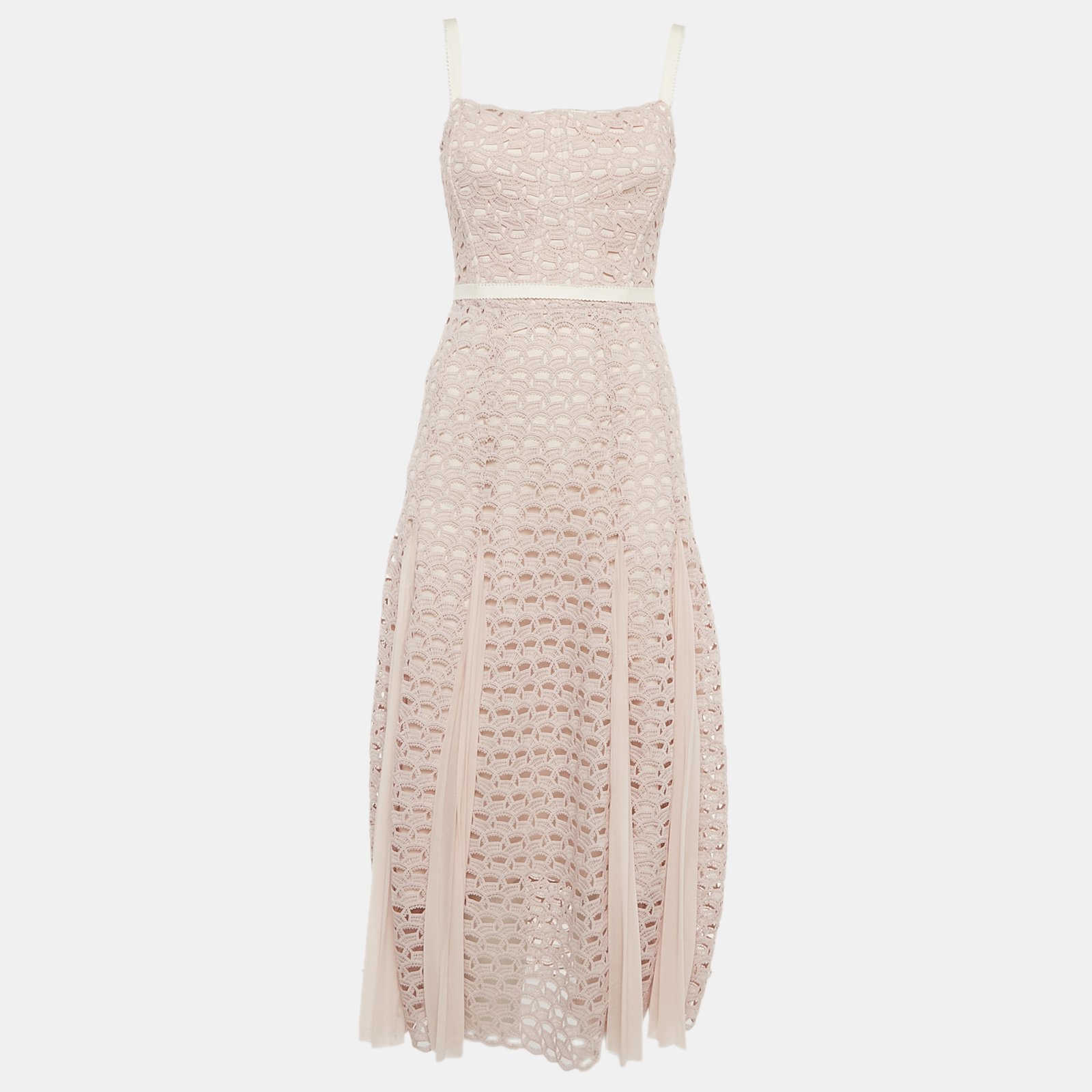 Sandro Pink Lace Sleeveless Midi Dress S